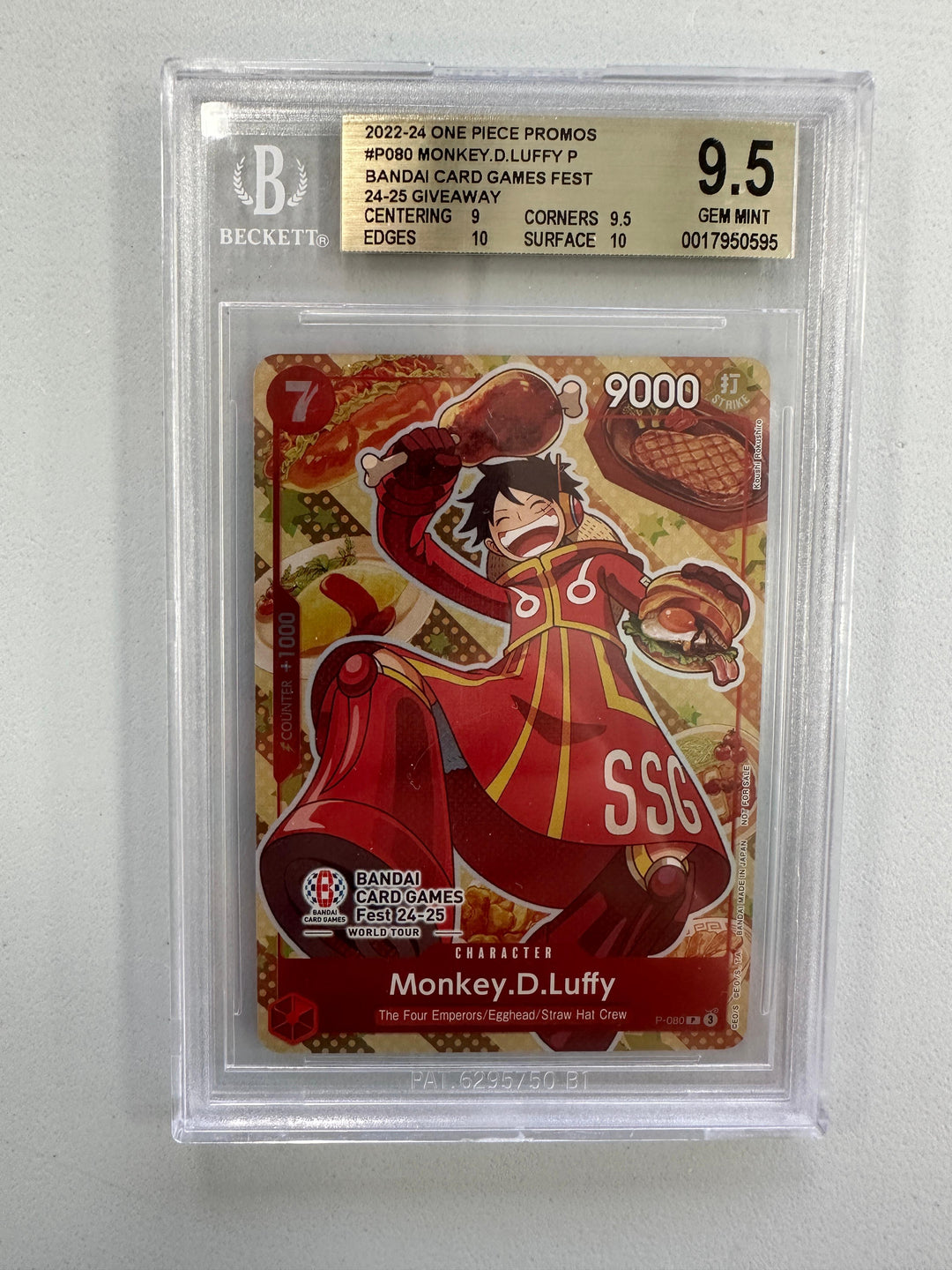 Monkey D Luffy Bandai Card Games Fest 24-25 Giveaway Promo P-080 ENG BGS 9.5