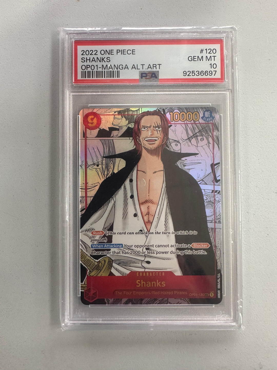 Shanks Manga Rare OP01-120 ENG PSA 10