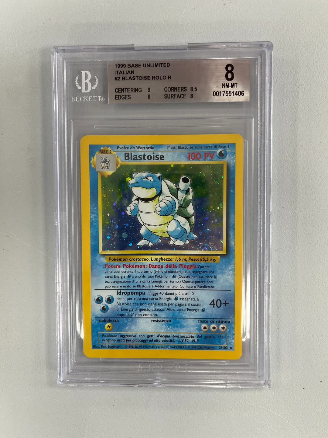 Blastoise Set Base Unlimited ITA BGS 8