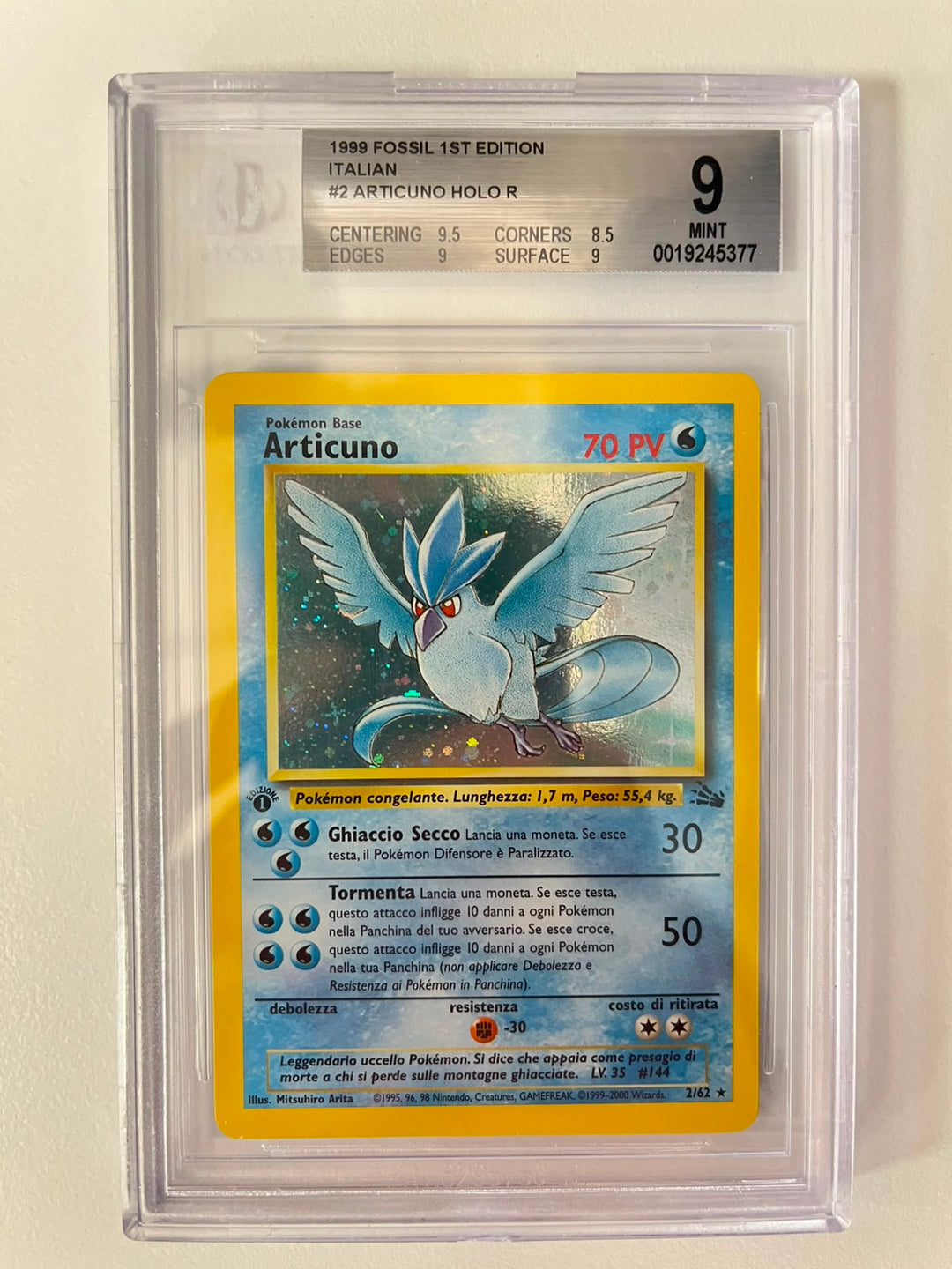 Articuno Fossil Holo 1st Edition ITA BGS 9