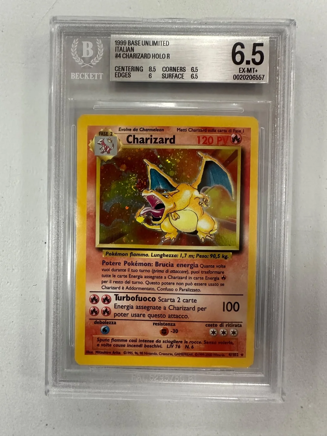 Charizard Unlimited Set Base ITA BGS 6.5