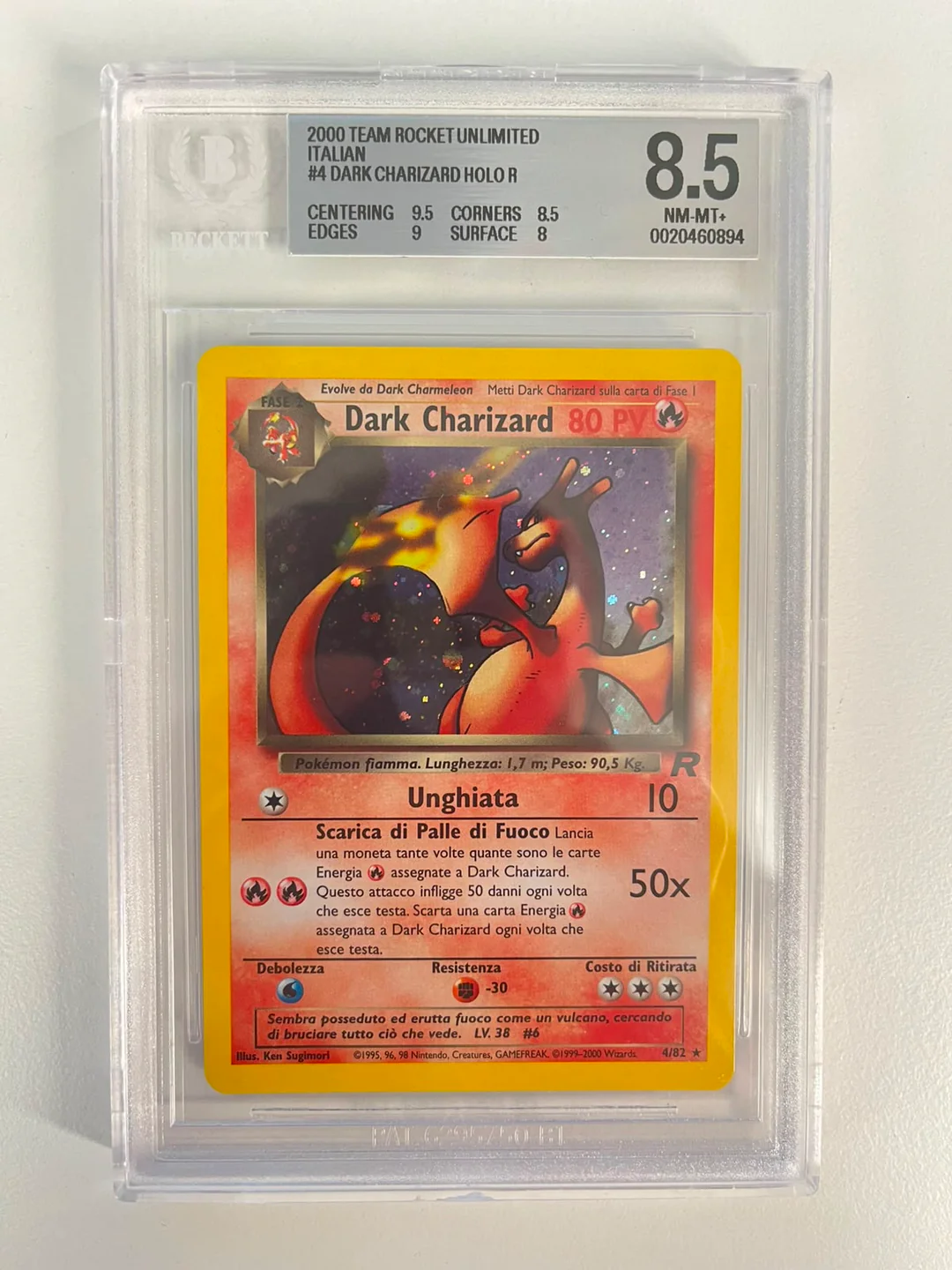 Dark Charizard Holo Unlimited Team Rocket ITA BGS 8.5