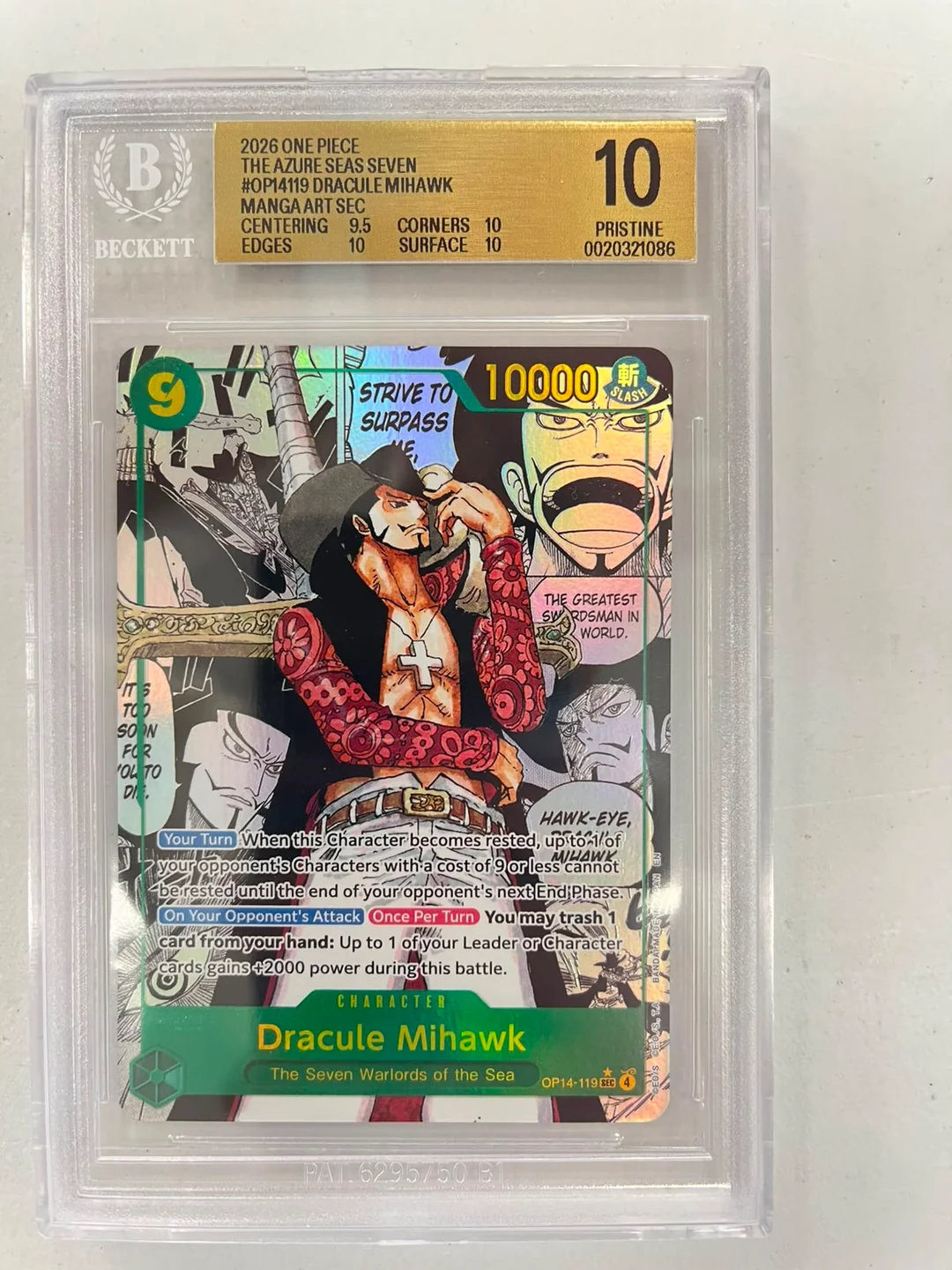 Dracule Mihawk Manga Rare OP14-119 ENG BGS 10