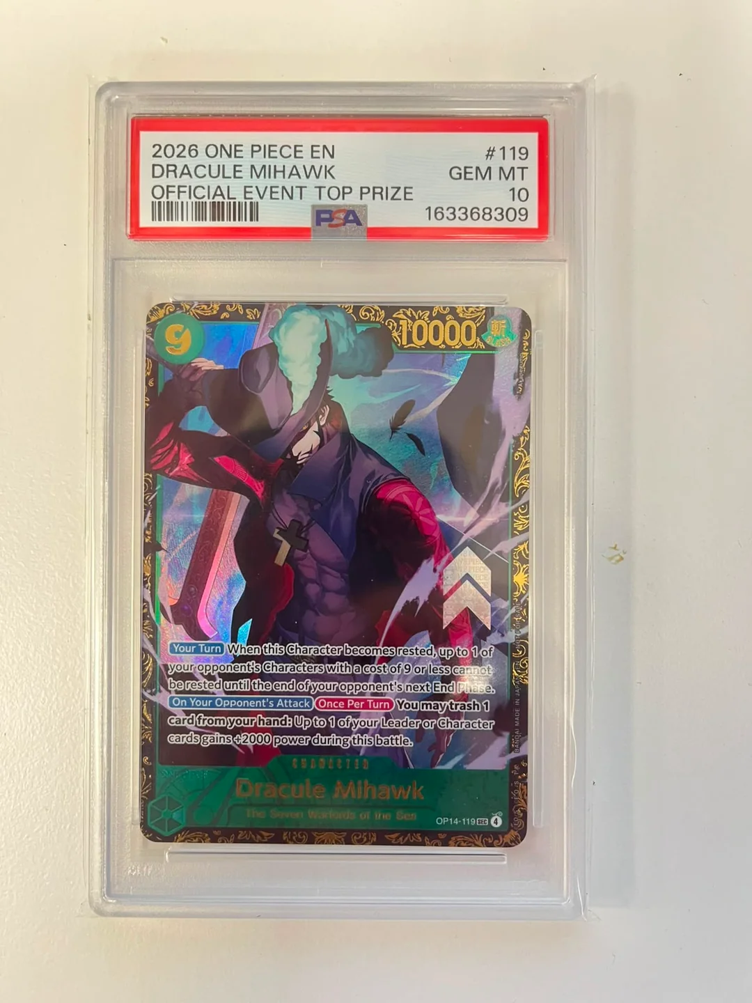 Dracule Mihawk Regional Championship Top 8 Prize OP14-119 ENG PSA 10