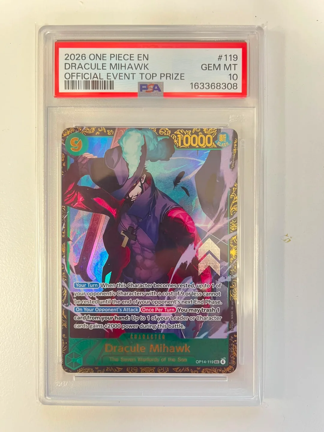 Dracule Mihawk Regional Championship Top 8 Prize OP14-119 ENG PSA 10