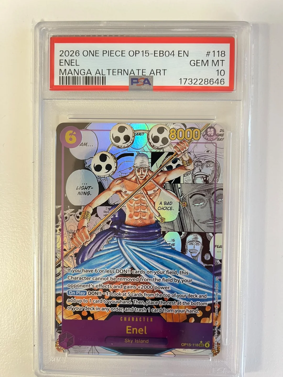 Enel Manga Rare OP15-118 ENG PSA 10
