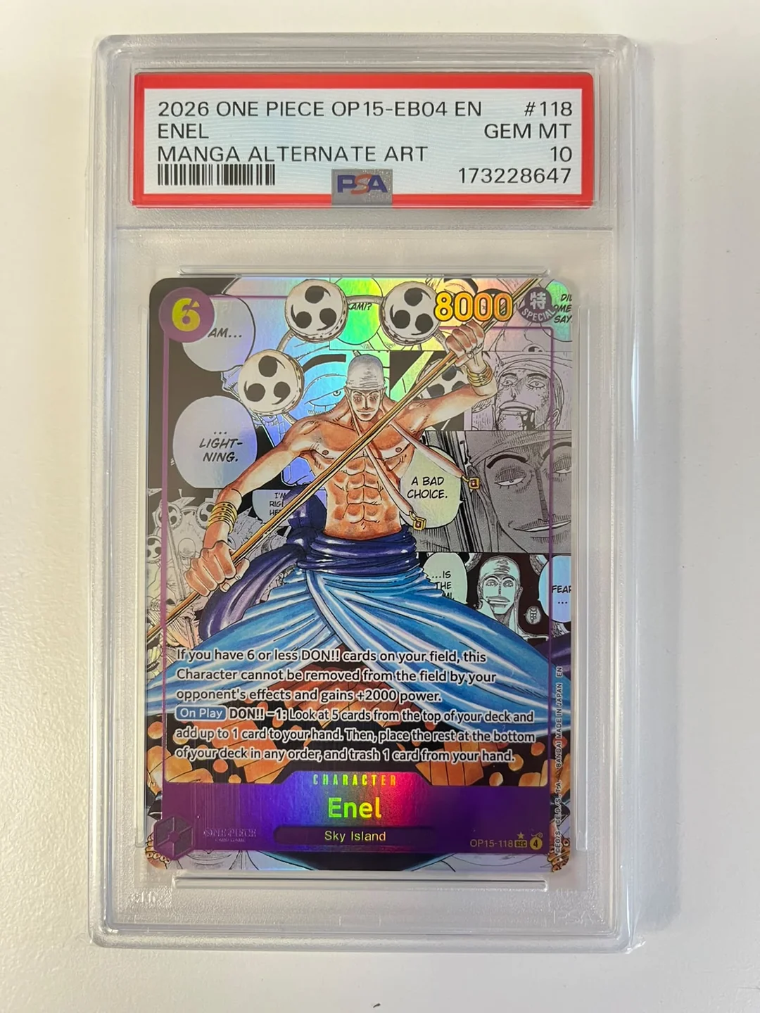 Enel Manga Rare OP15-118 ENG PSA 10
