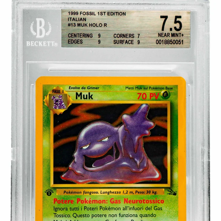 Muk Fossil Holo 1st Edition ITA BGS 7.5