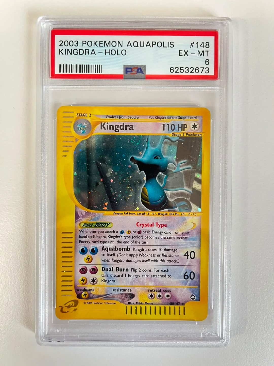 Kingdra Crystal Holo With SWIRL Aquapolis ENG PSA 6