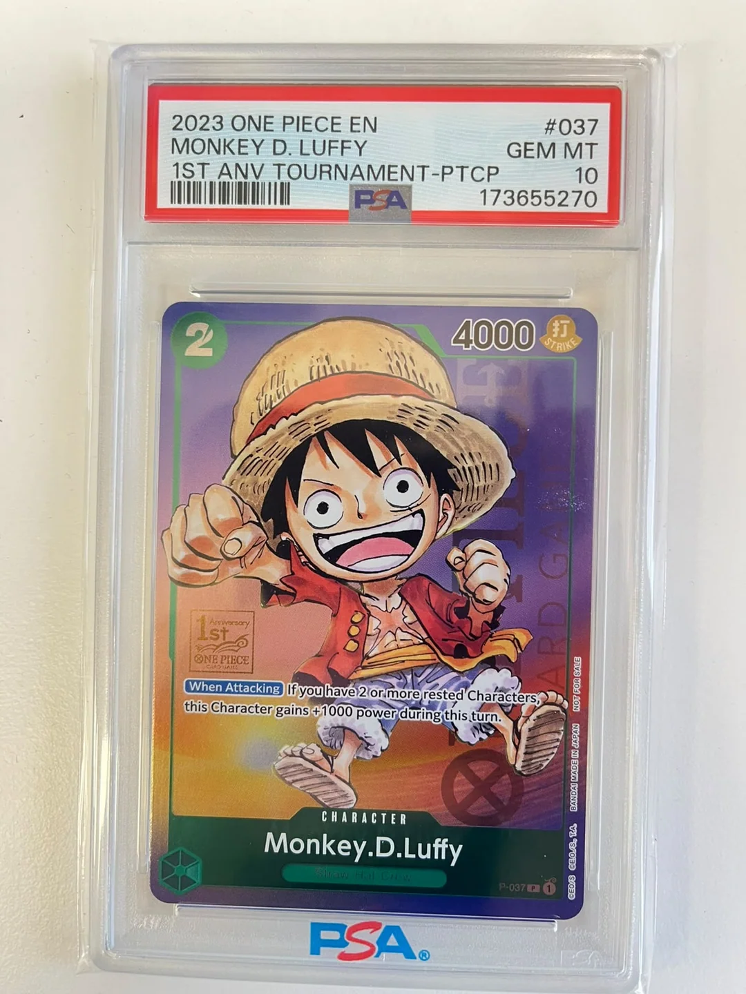 Monkey.D.Luffy 1st Anniversary Promo P-037 ENG PSA 10