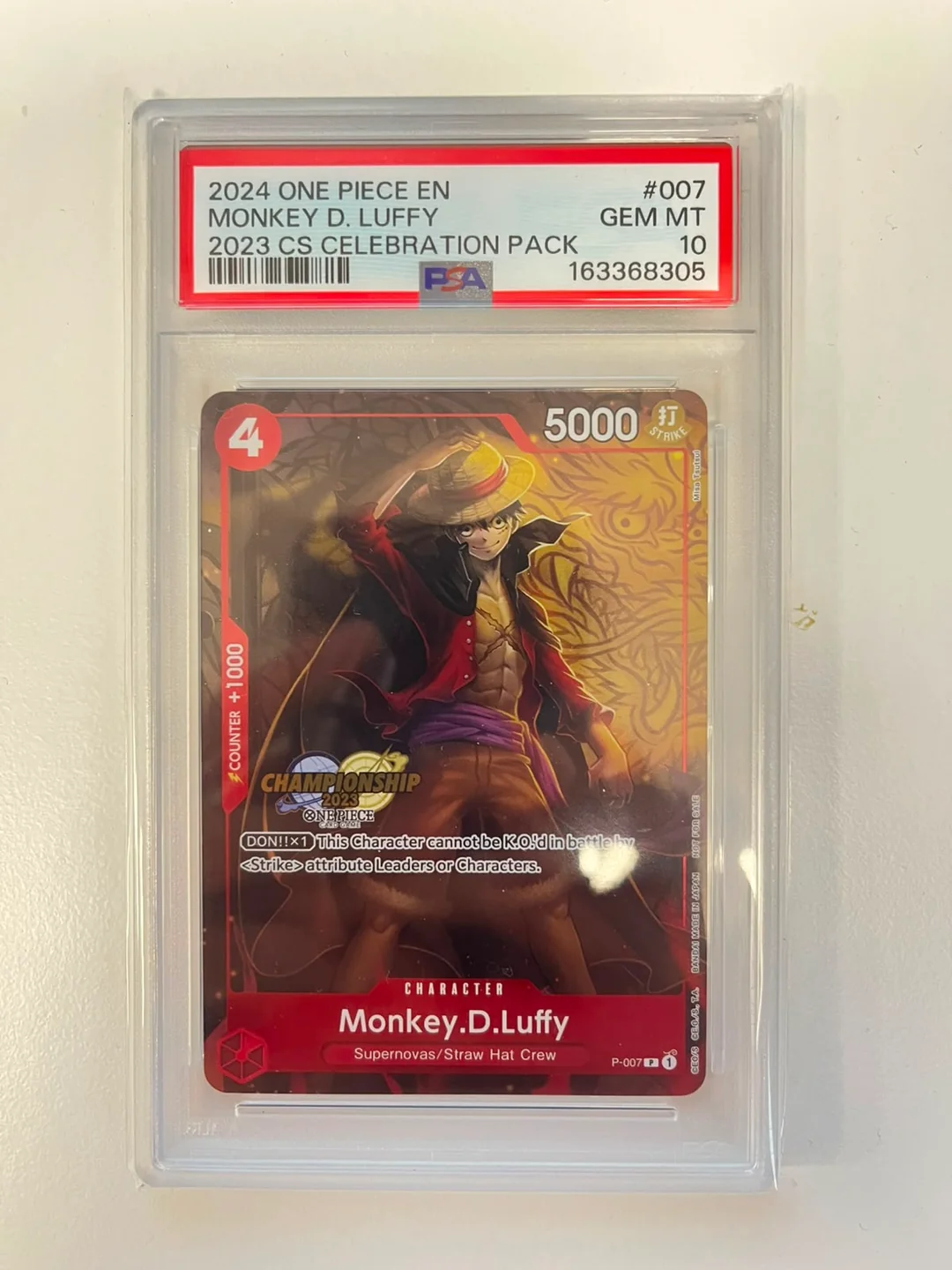 Monkey.D.Luffy 2023 Championship Celebration Pack P-007 ENG PSA 10