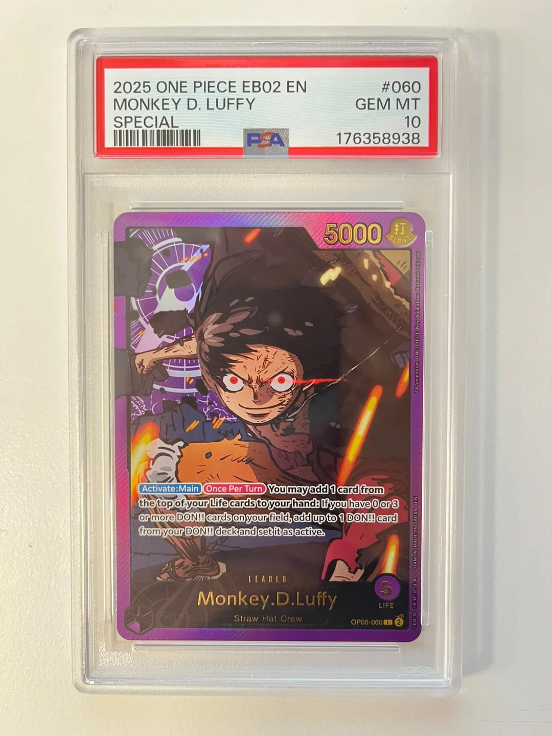Monkey D. Luffy Gold Leader EB02/OP05-060 ENG PSA 10