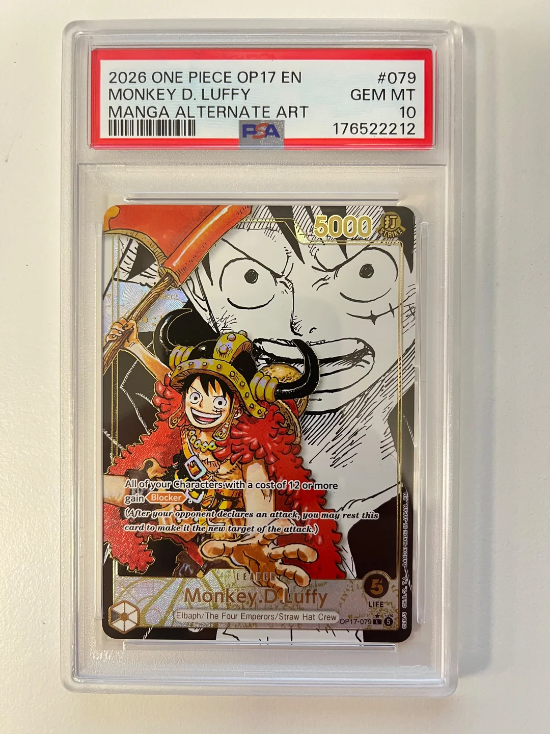Monkey D. Luffy Manga Leader OP17-079 ENG PSA 10