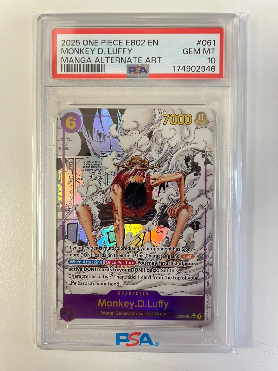 Monkey.D.Luffy Manga Rare EB02-061 ENG PSA 10