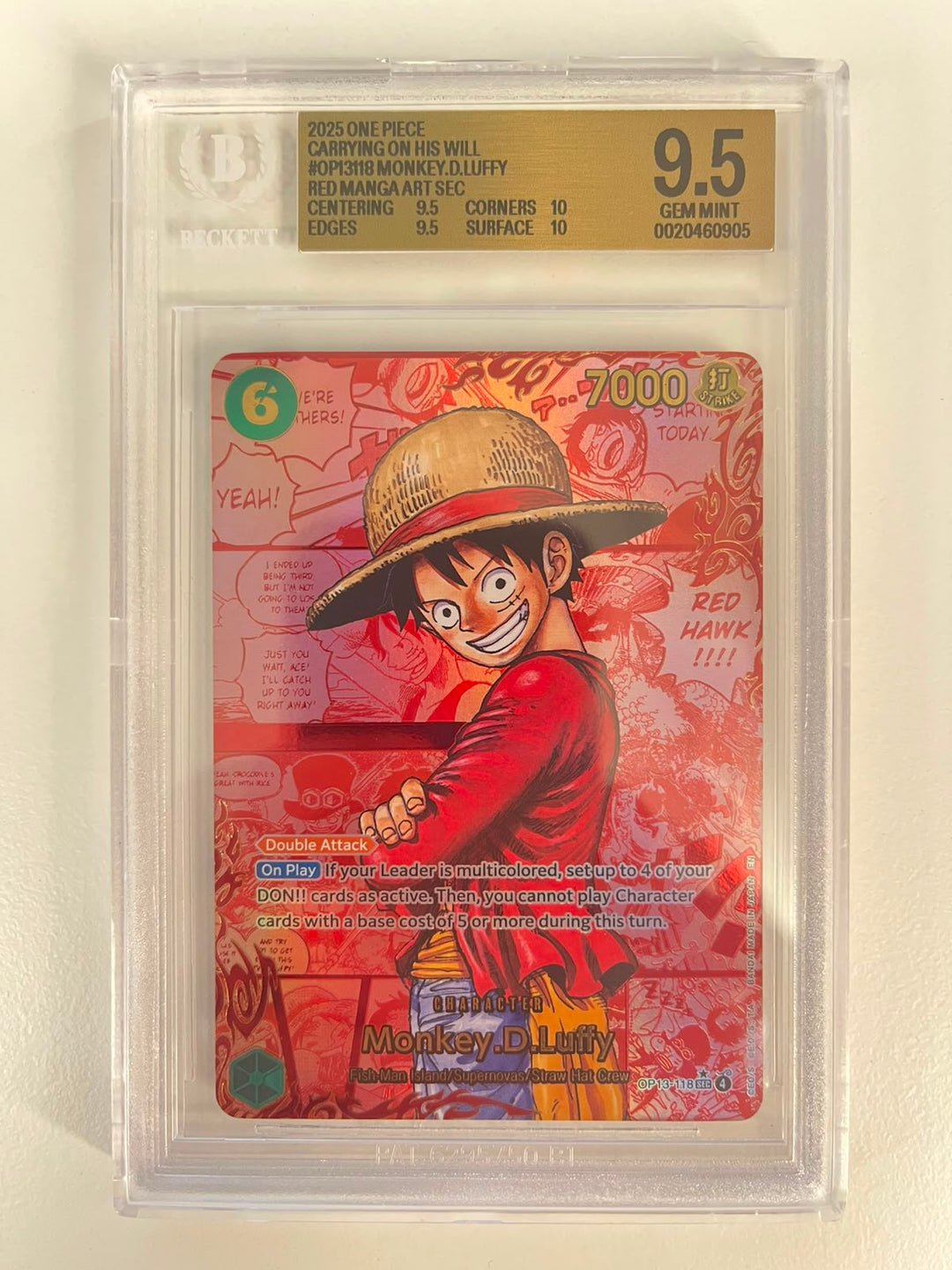 Monkey.D.Luffy Red Manga Rare OP13-118 ENG BGS 9.5