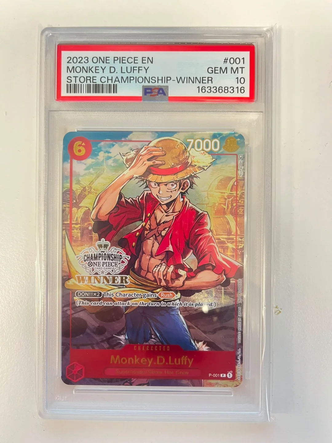 Monkey.D.Luffy Store Championship Winner P-001 ENG PSA 10
