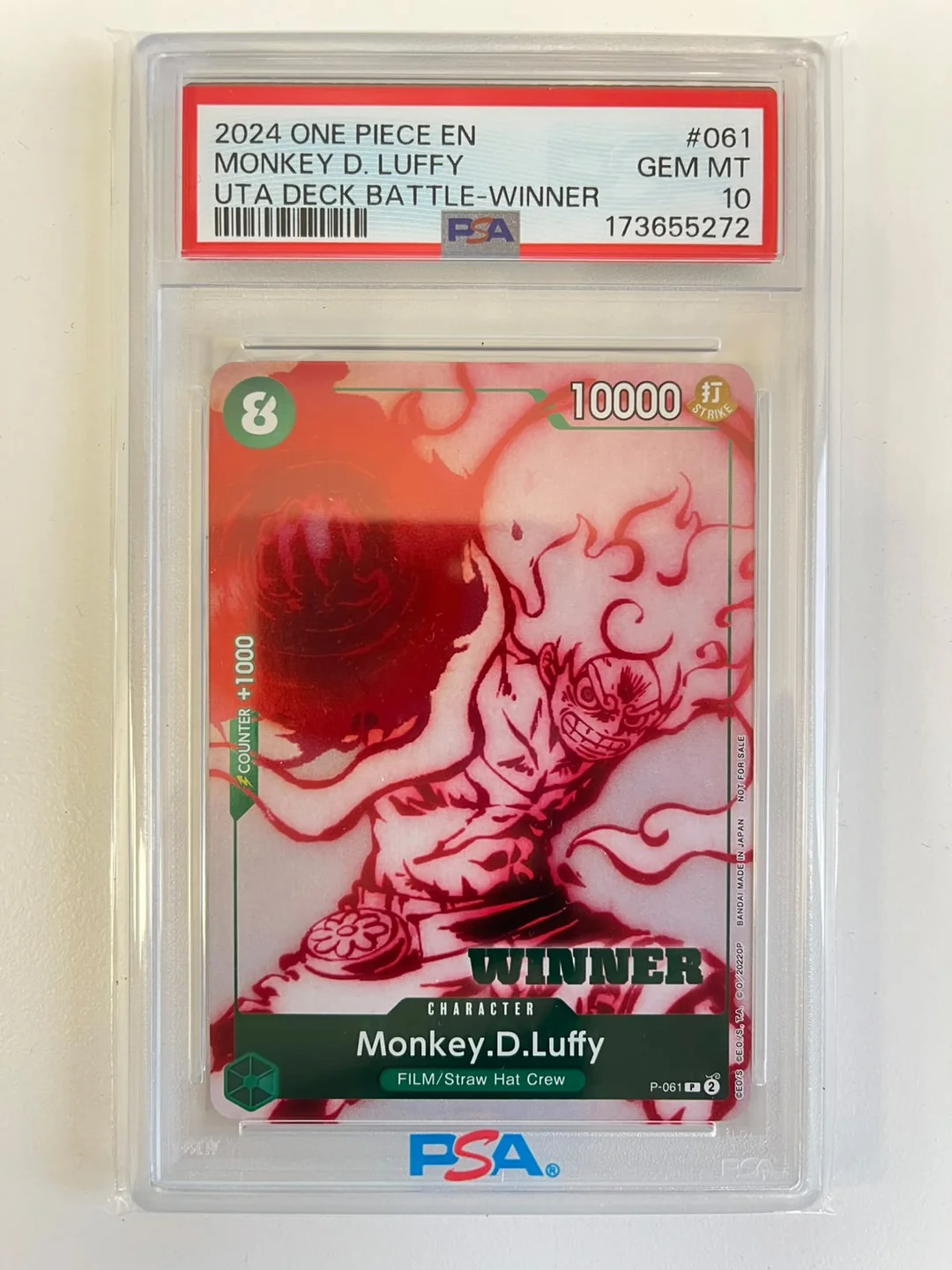 Monkey.D.Luffy Uta Deck Battle Winner Promo P-061 ENG PSA 10