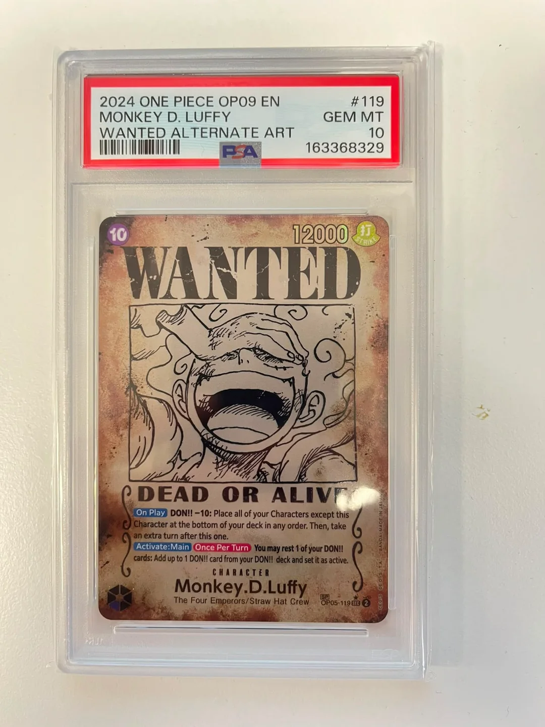 Monkey.D.Luffy Wanted OP05-119 ENG PSA 10