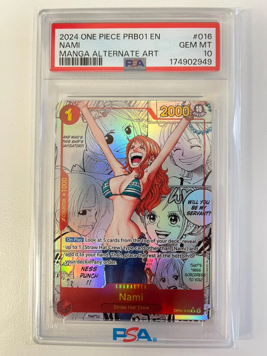 Nami Manga Rare PRB01/OP01-016 ENG PSA 10