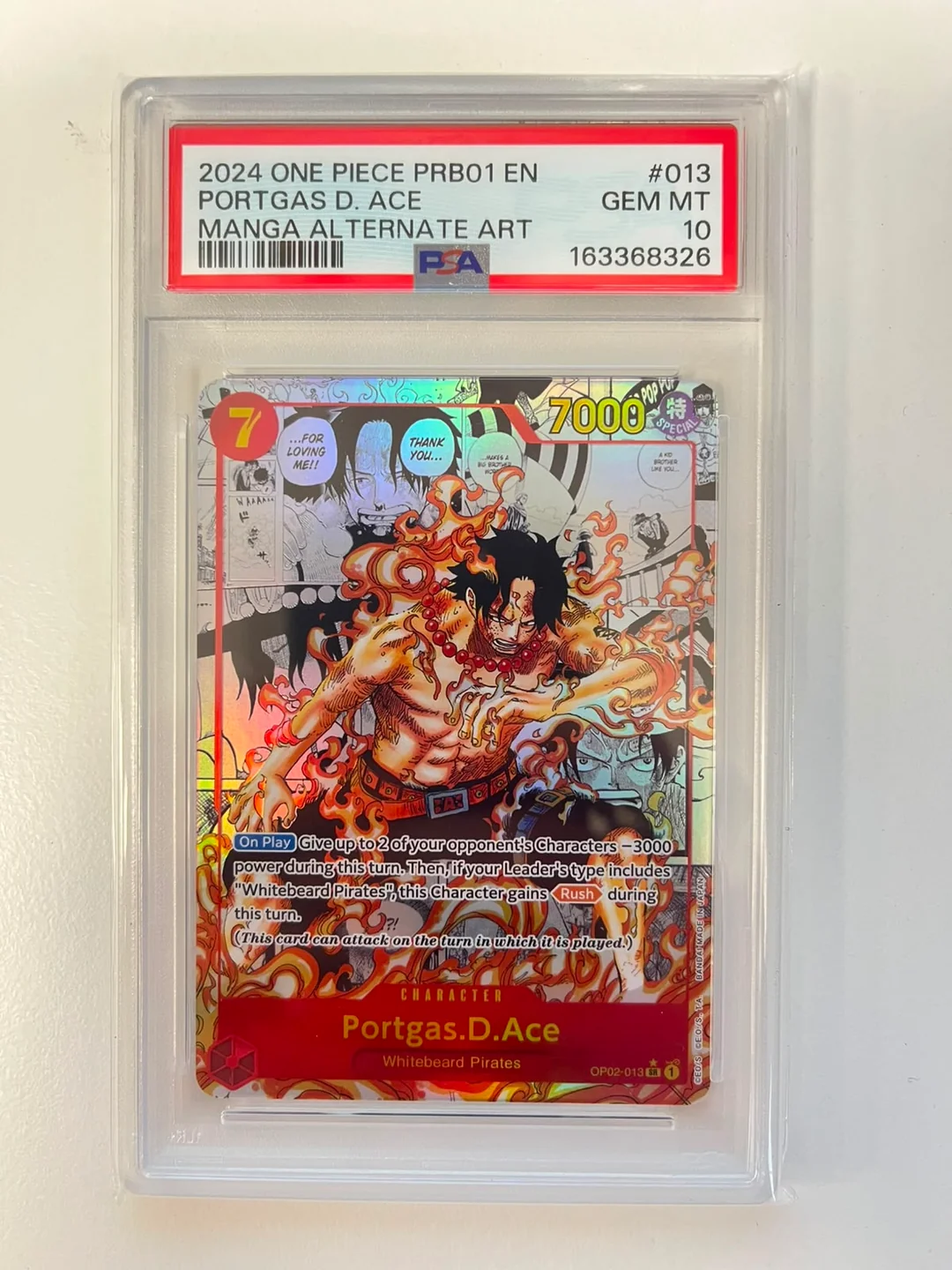 Portgas.D.Ace Manga Rare PRB01/OP02-013 ENG PSA 10