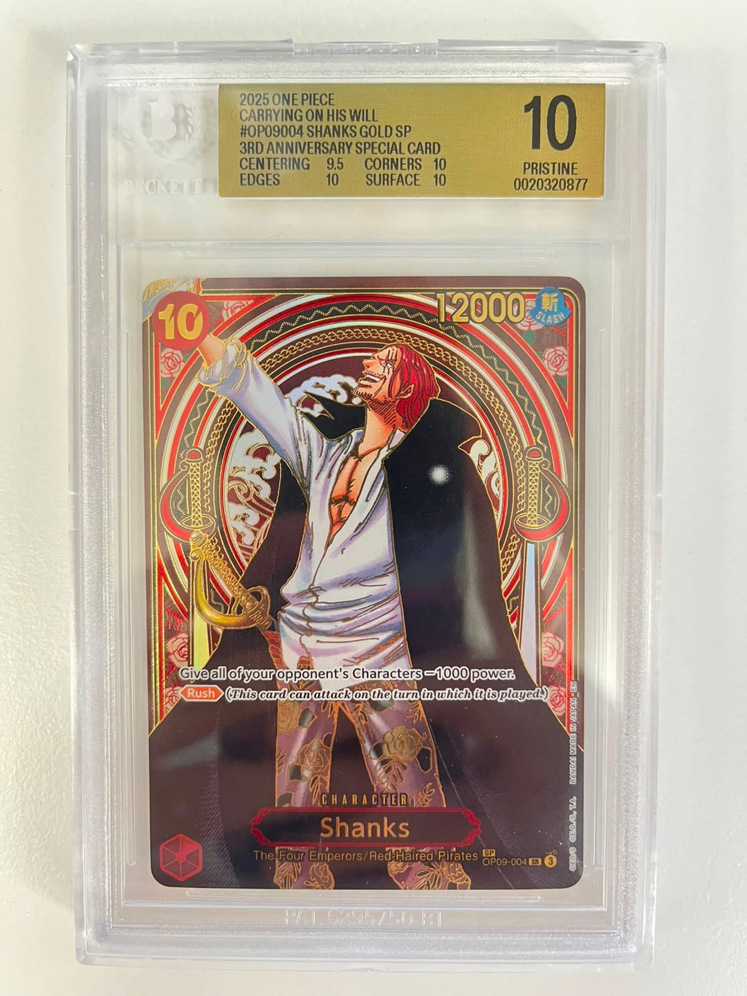 Shanks Gold Anniversary Rare OP13/OP09-004 ENG BGS 10