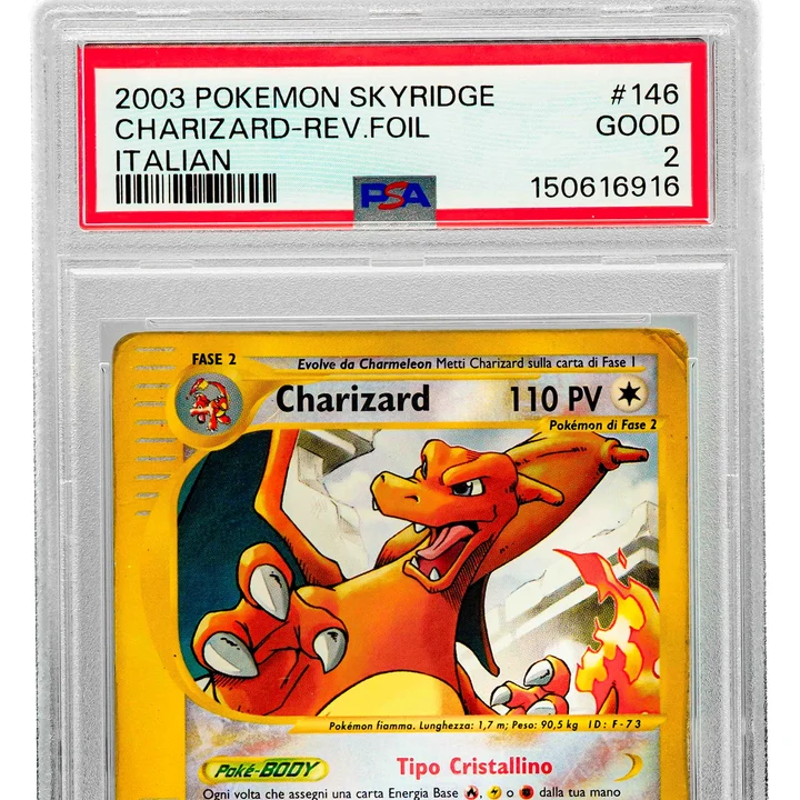 Charizard Crystal Reverse Holo Skyridge ITA PSA 2