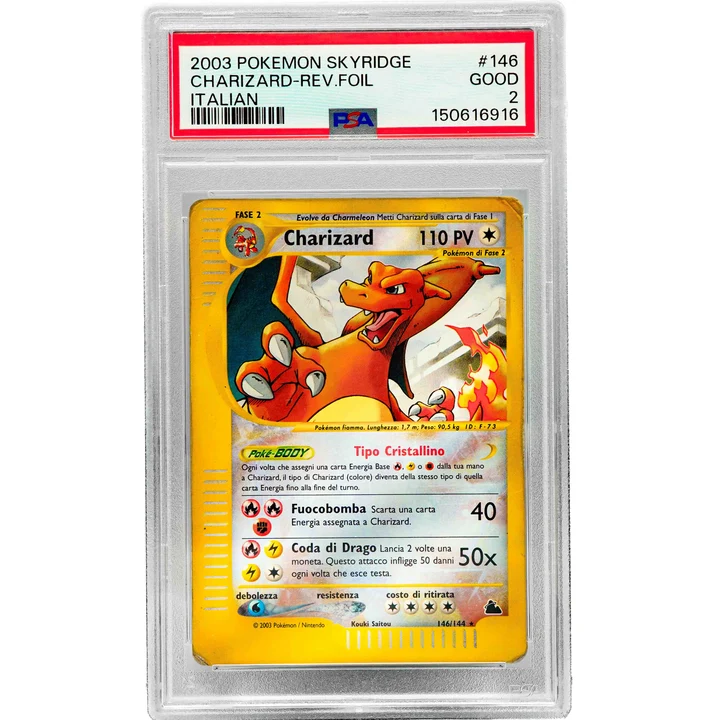 Charizard Crystal Reverse Holo Skyridge ITA PSA 2