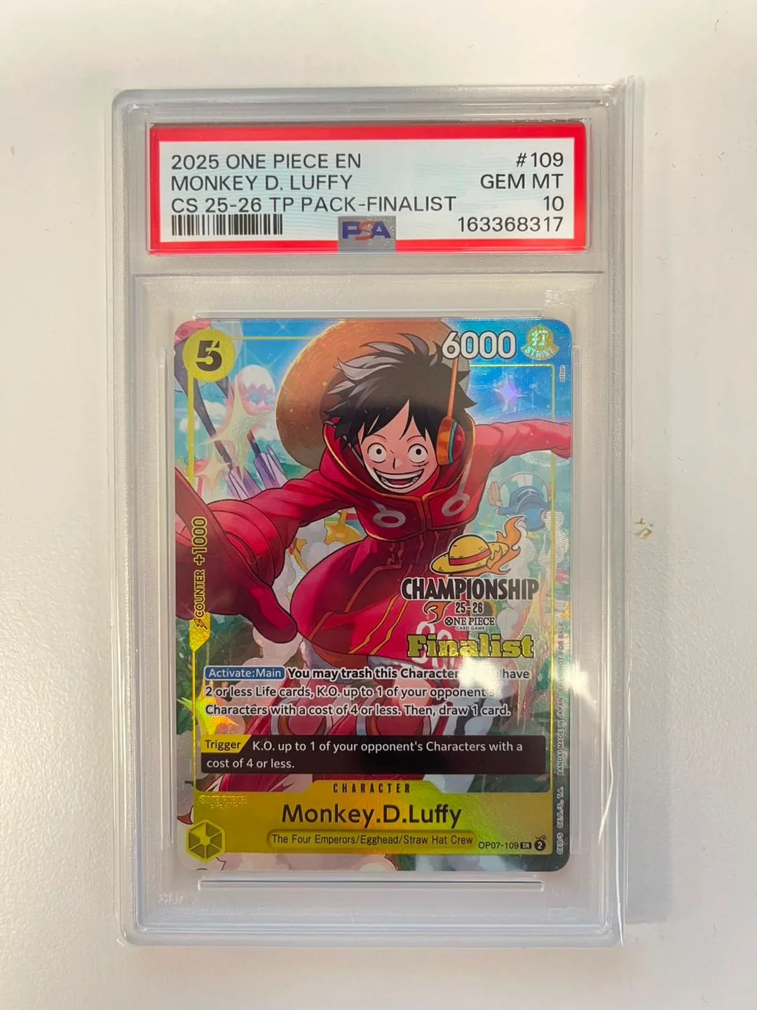 Monkey D. Luffy Championship 25-26 Finalist OP07-109 ENG PSA 10