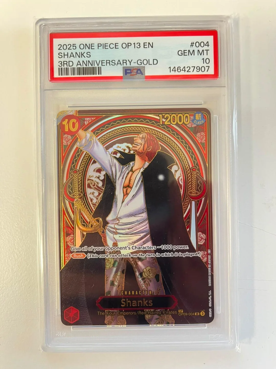 Shanks SP Gold Rare OP09-004 ENG PSA 10