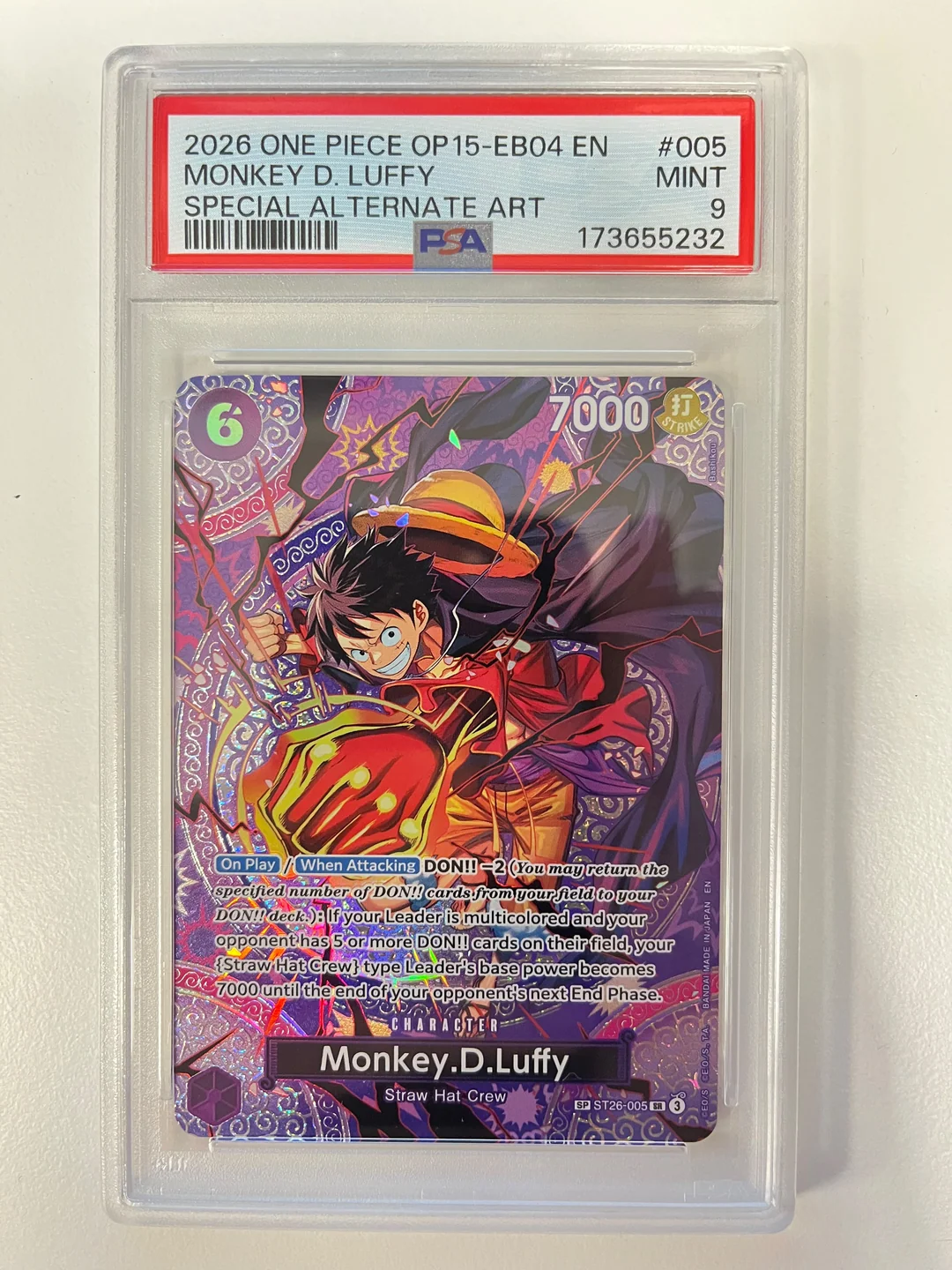 Monkey D. Luffy Special Rare ST26-005 PSA 9