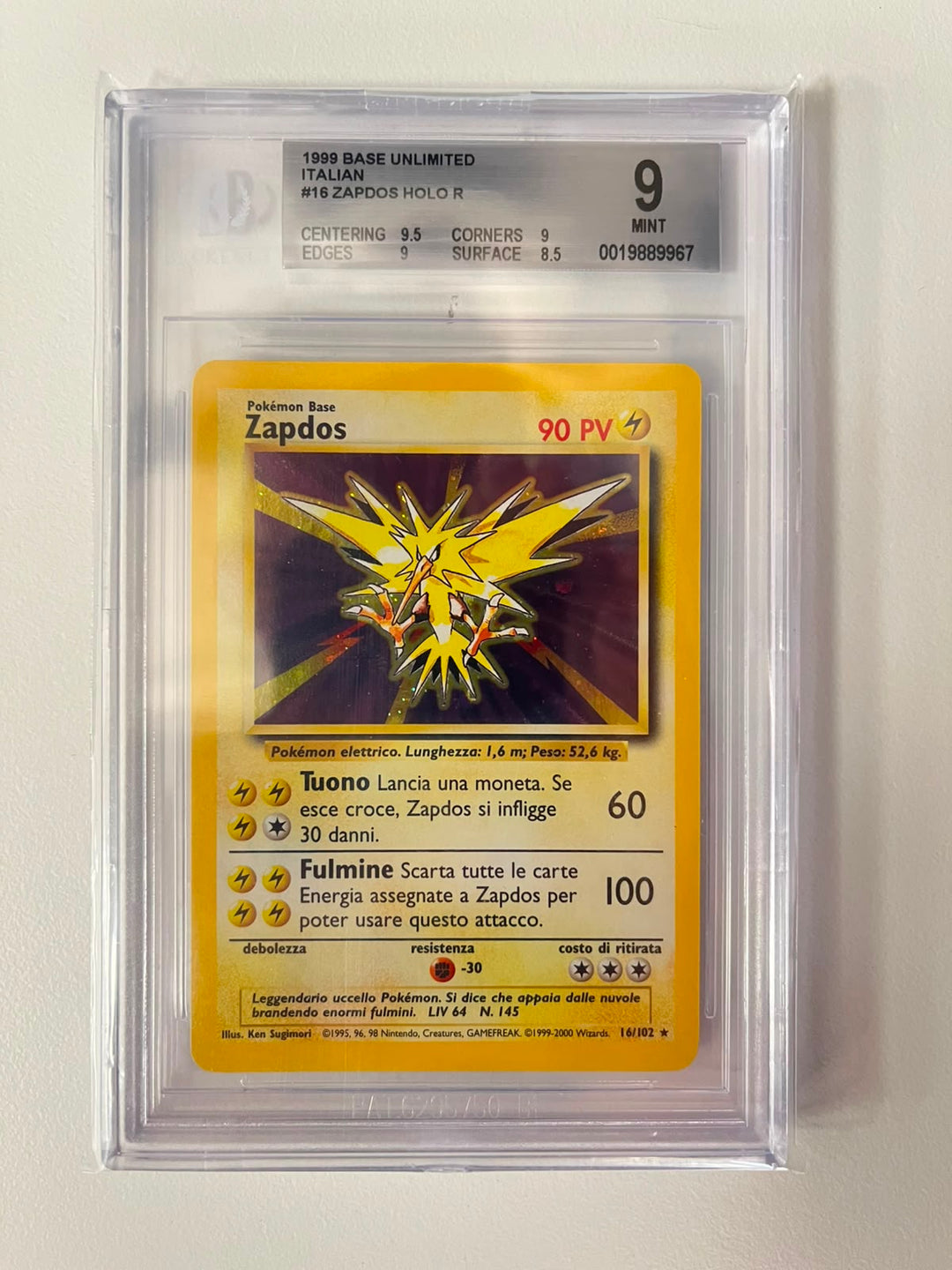 Zapdos Set Base Unlimited ITA BGS 9
