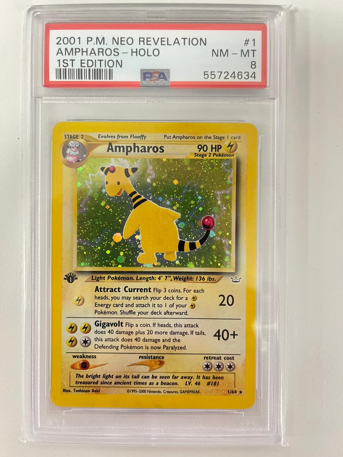 Ampharos 1st Edition Neo Revelation ENG PSA 8