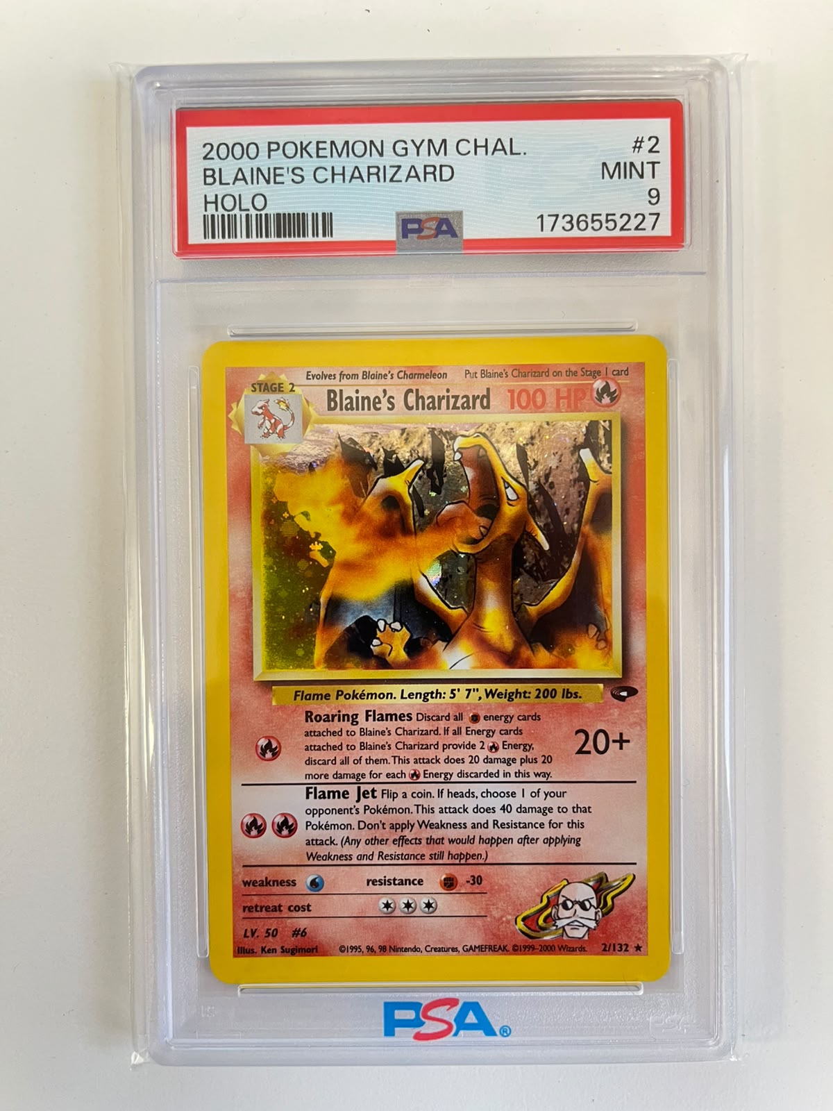 Blaine's Charizard Unlimited Holo Gym Challenge ENG PSA 9