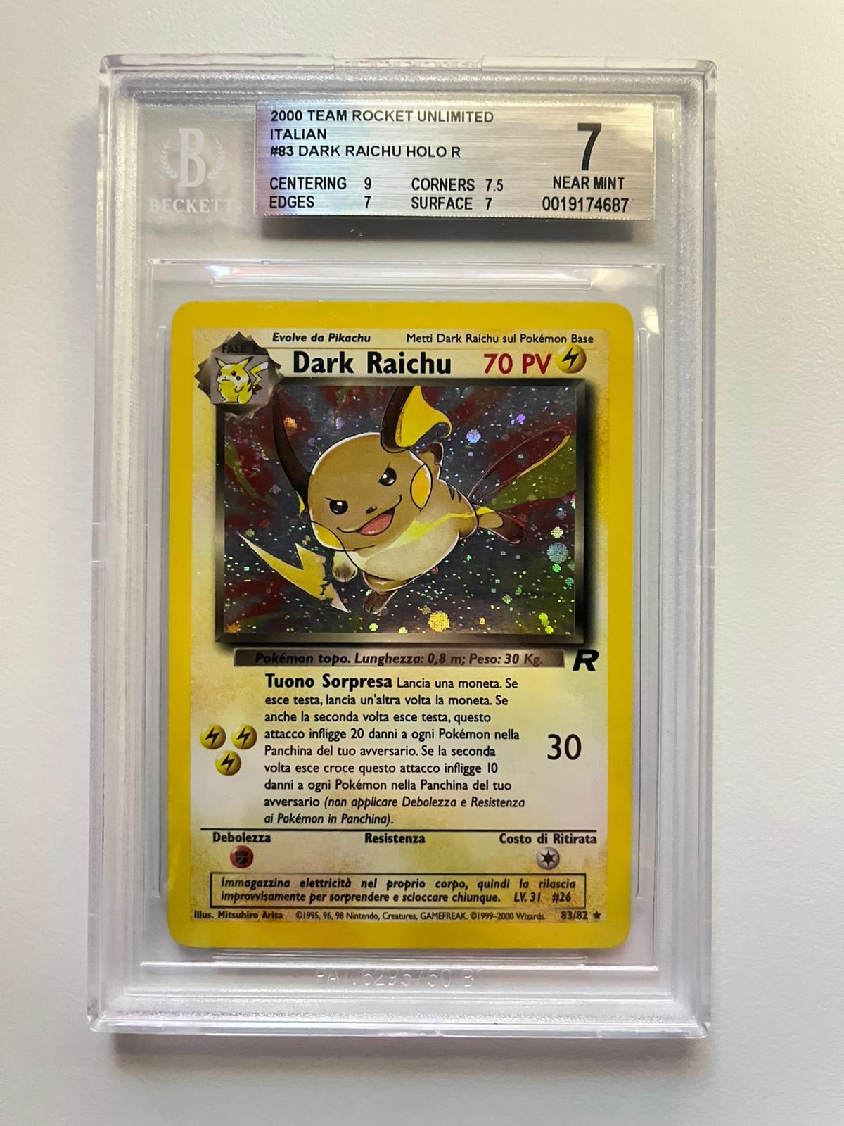 Dark Raichu Team Rocket Holo Unlimited ITA BGS 7