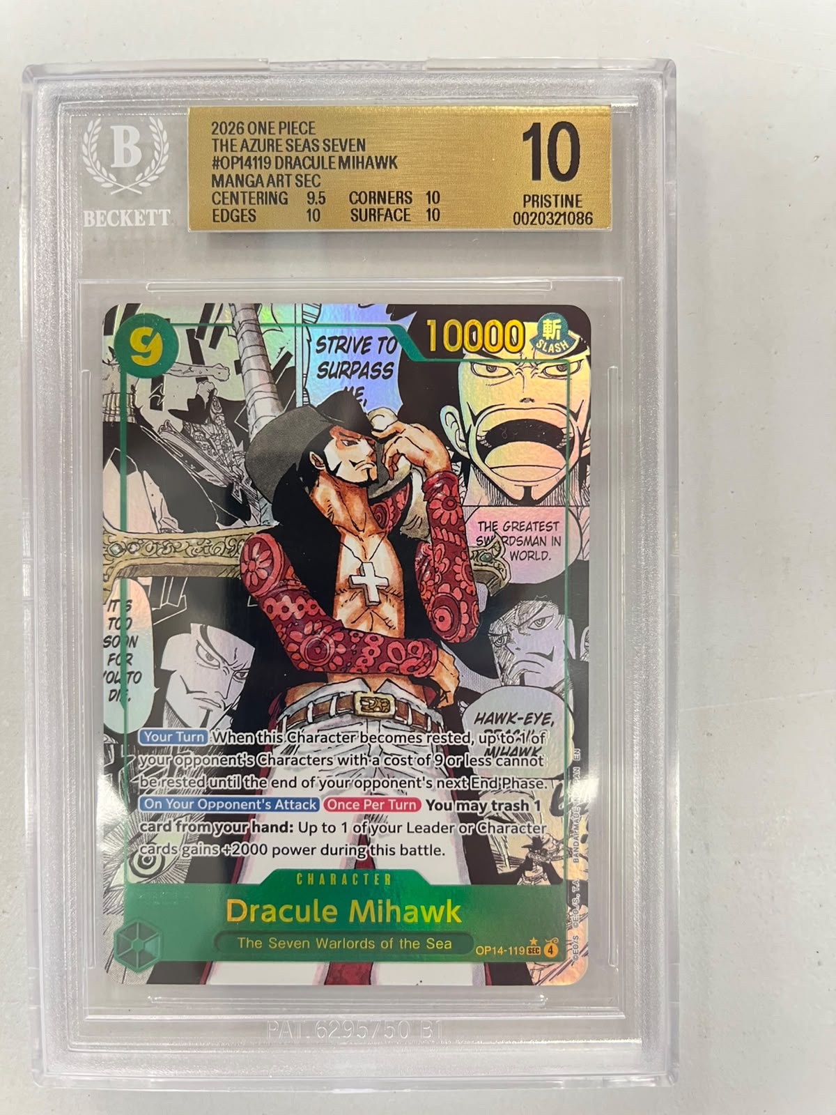 Dracule Mihawk Manga Rare OP14-119 ENG BGS 10