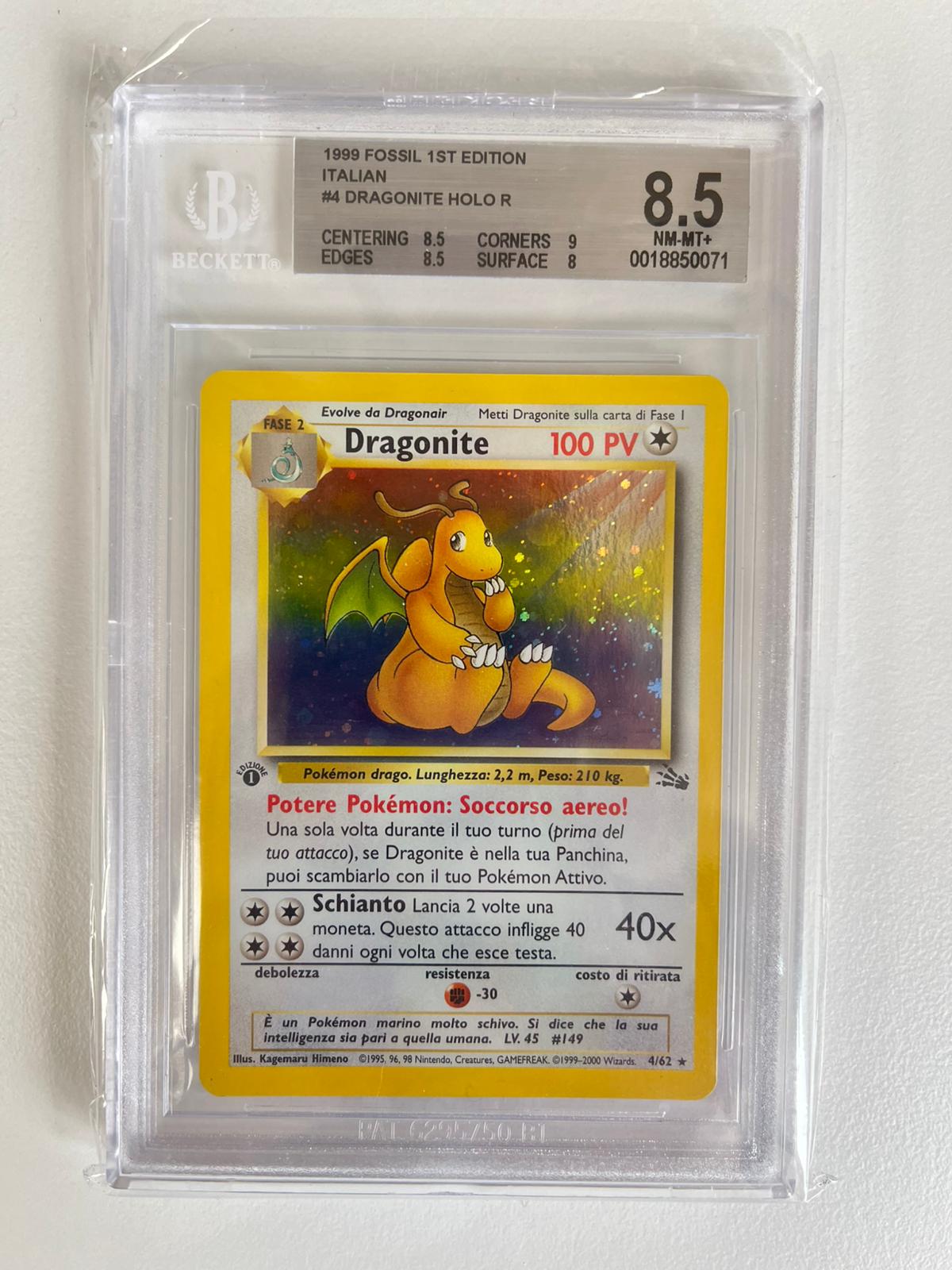 Dragonite Fossil Holo  1st Edition ITA BGS 8.5