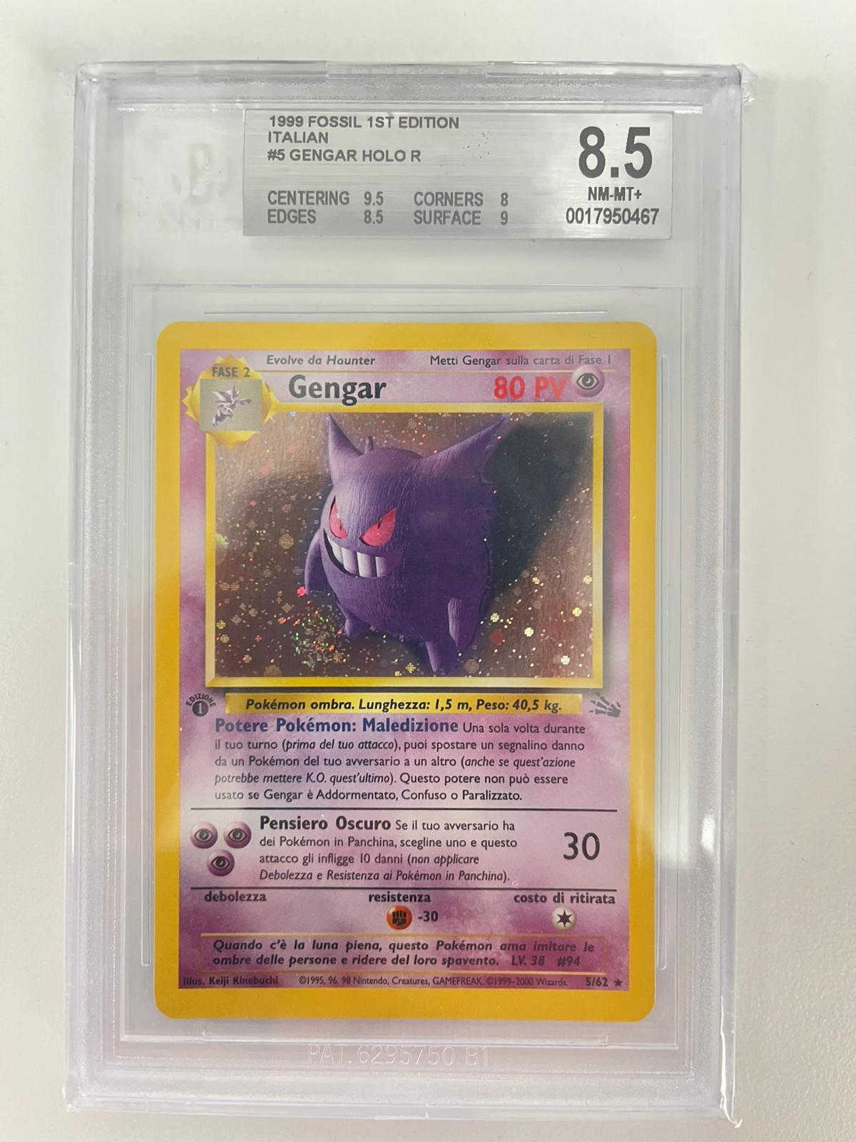 Gengar Holo Fossil 1st Edition ITA BGS 8.5