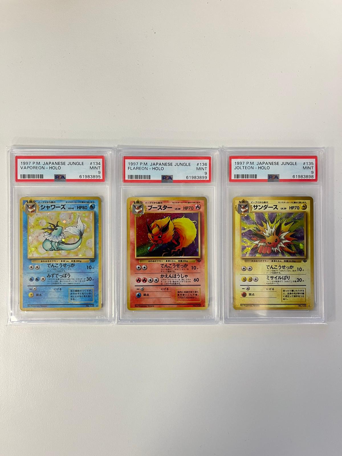 Jolteon/Flareon/Vaporeon Holo Set Japanese Jungle JAP PSA 9