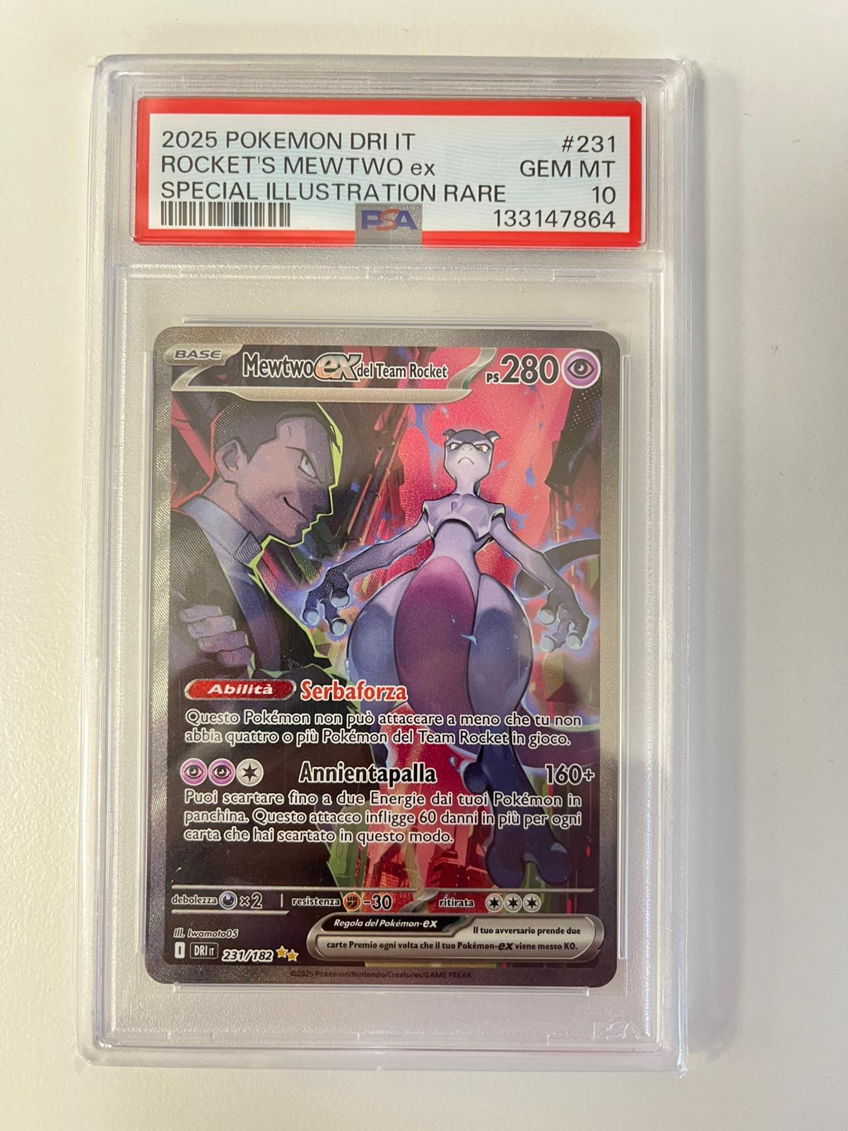 Mewtwo Ex del Team Rocket Rivali Predestinati ITA PSA 10