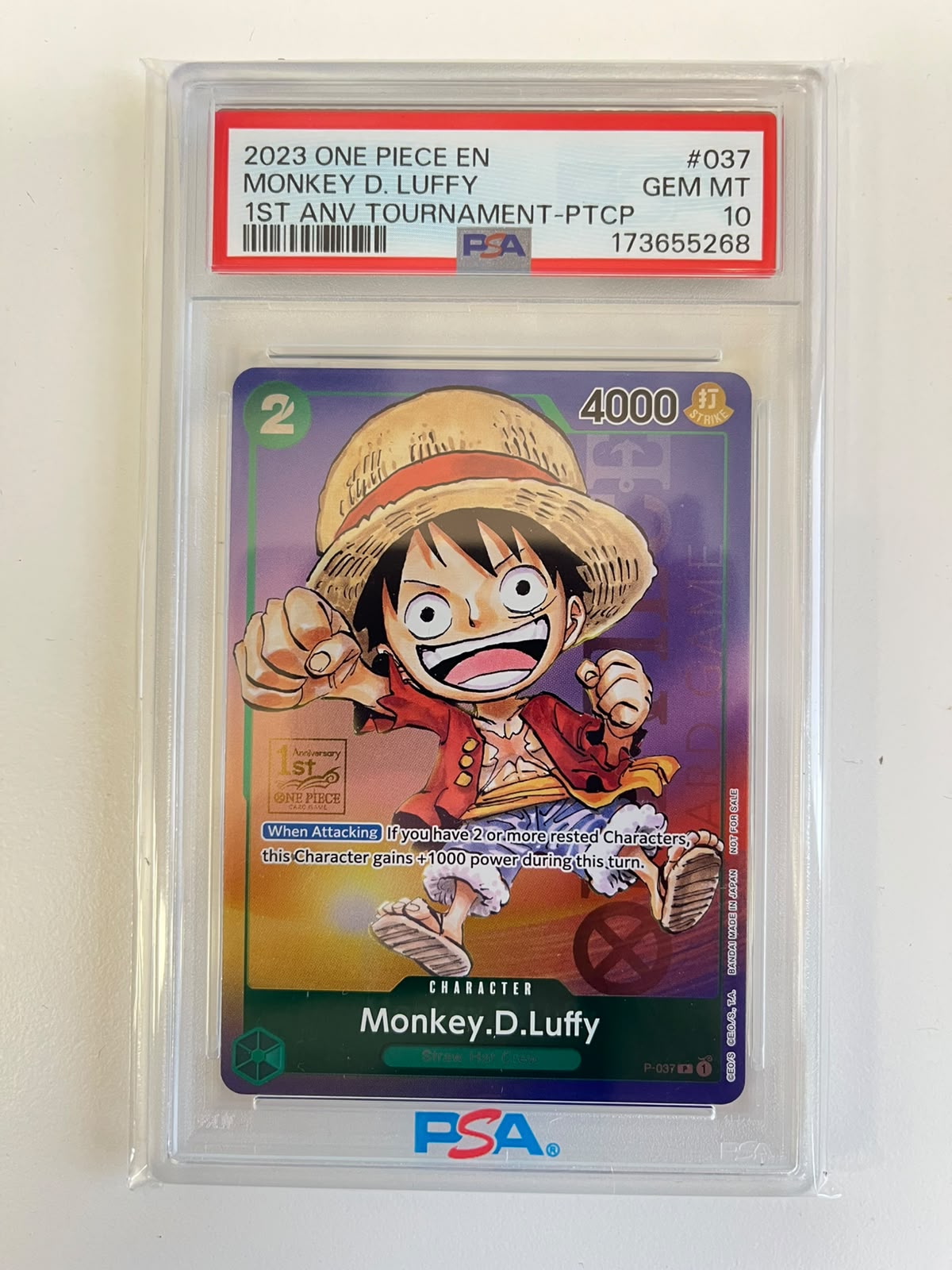 Monkey.D.Luffy 1st Anniversary Promo P-037 ENG PSA 10