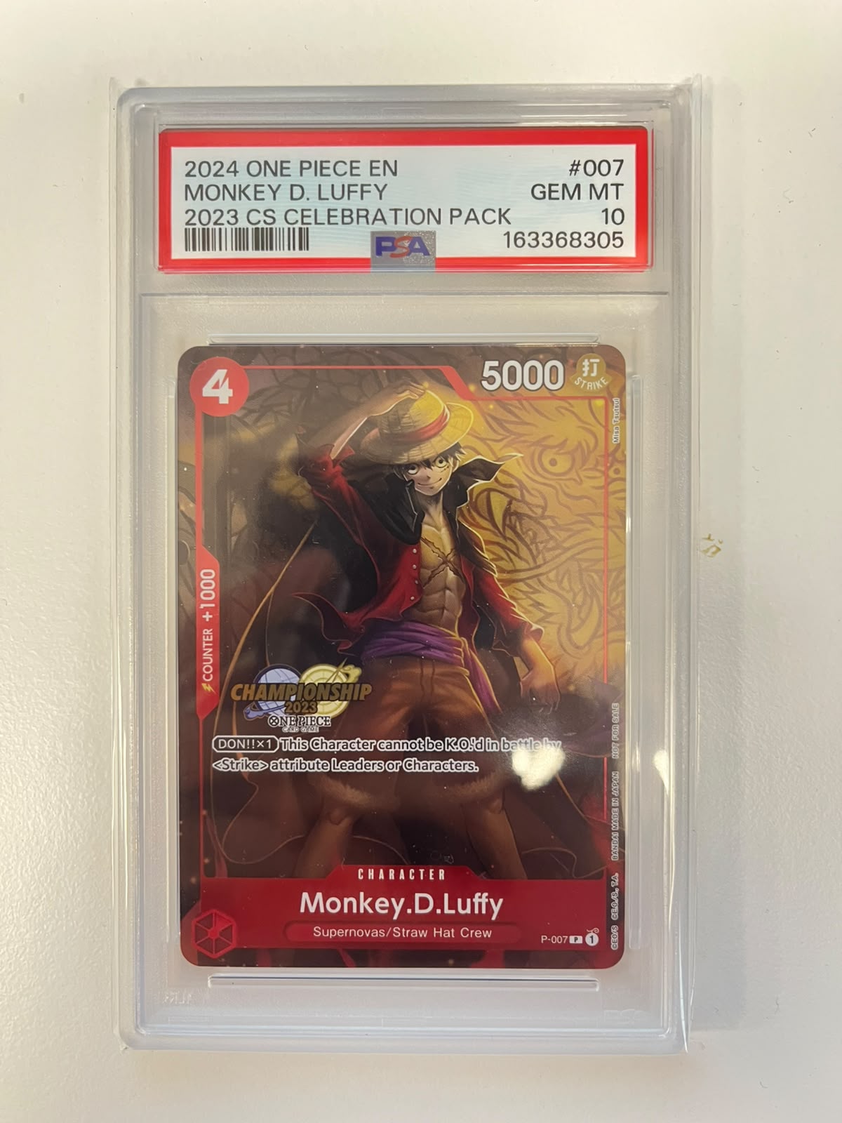 Monkey.D.Luffy 2023 Championship Celebration Pack P-007 ENG PSA 10