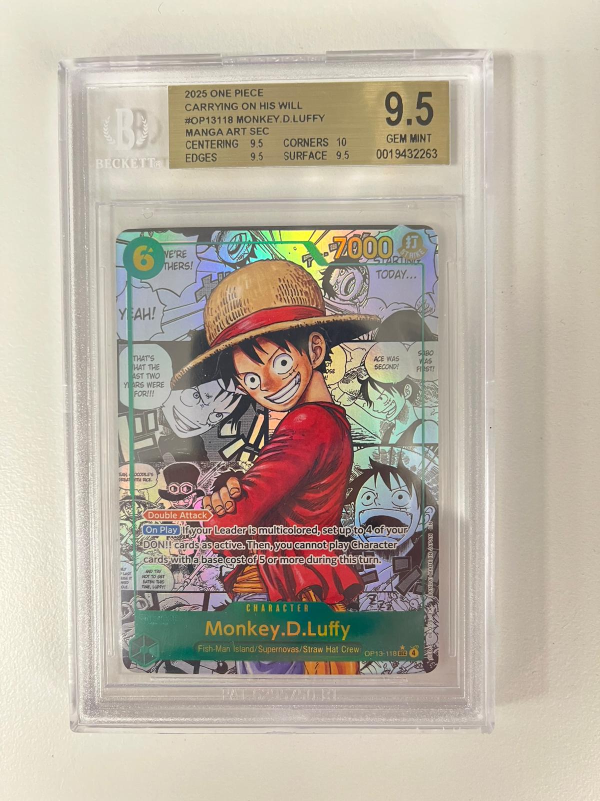 Monkey.D.Luffy Manga Rare OP13-118 ENG BGS 9.5