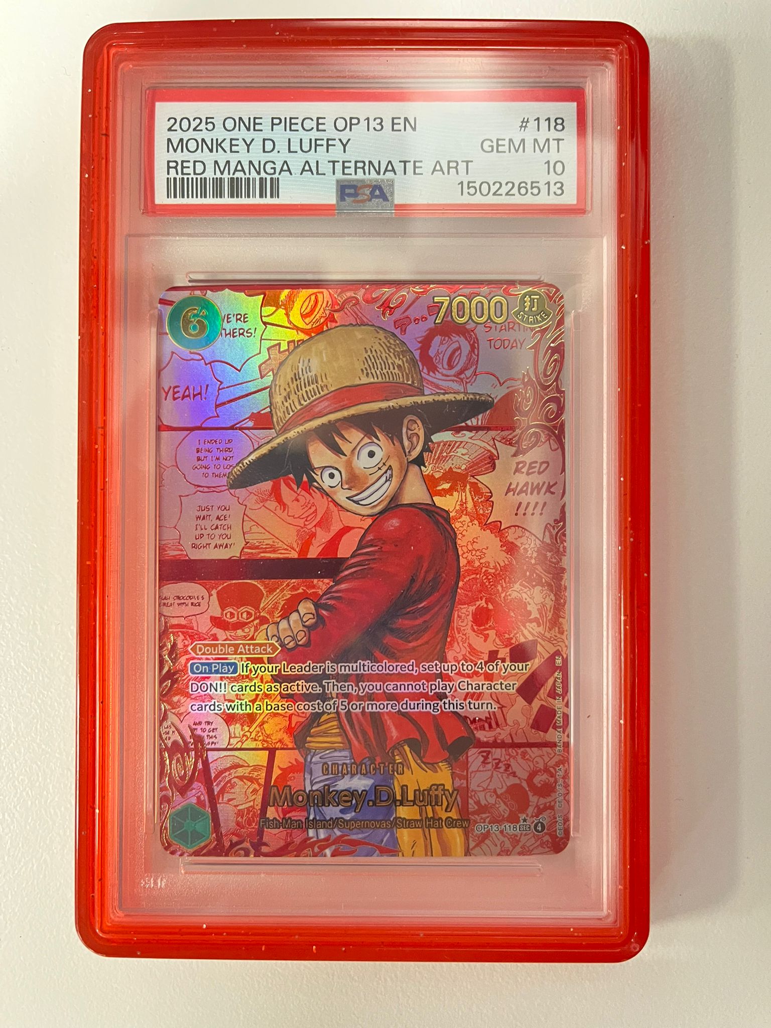 Monkey.D.Luffy Red Manga Rare OP13-118 ENG PSA 10