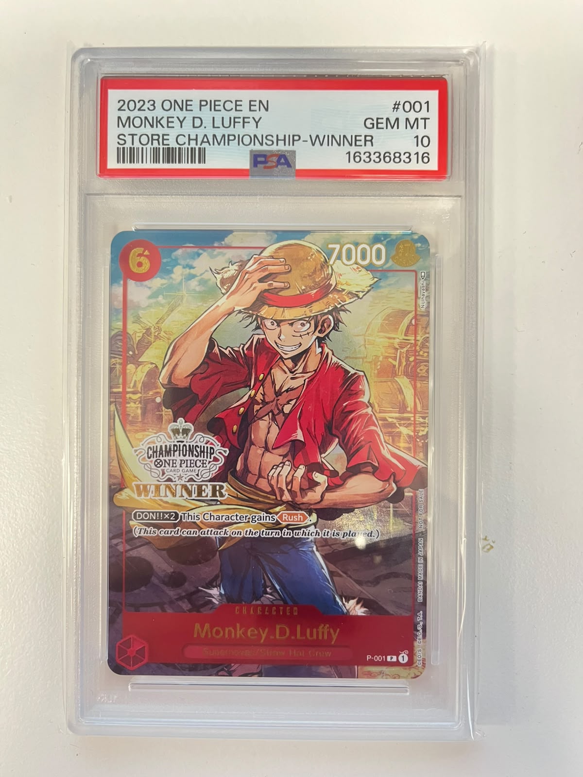 Monkey.D.Luffy Store Championship Winner P-001 ENG PSA 10