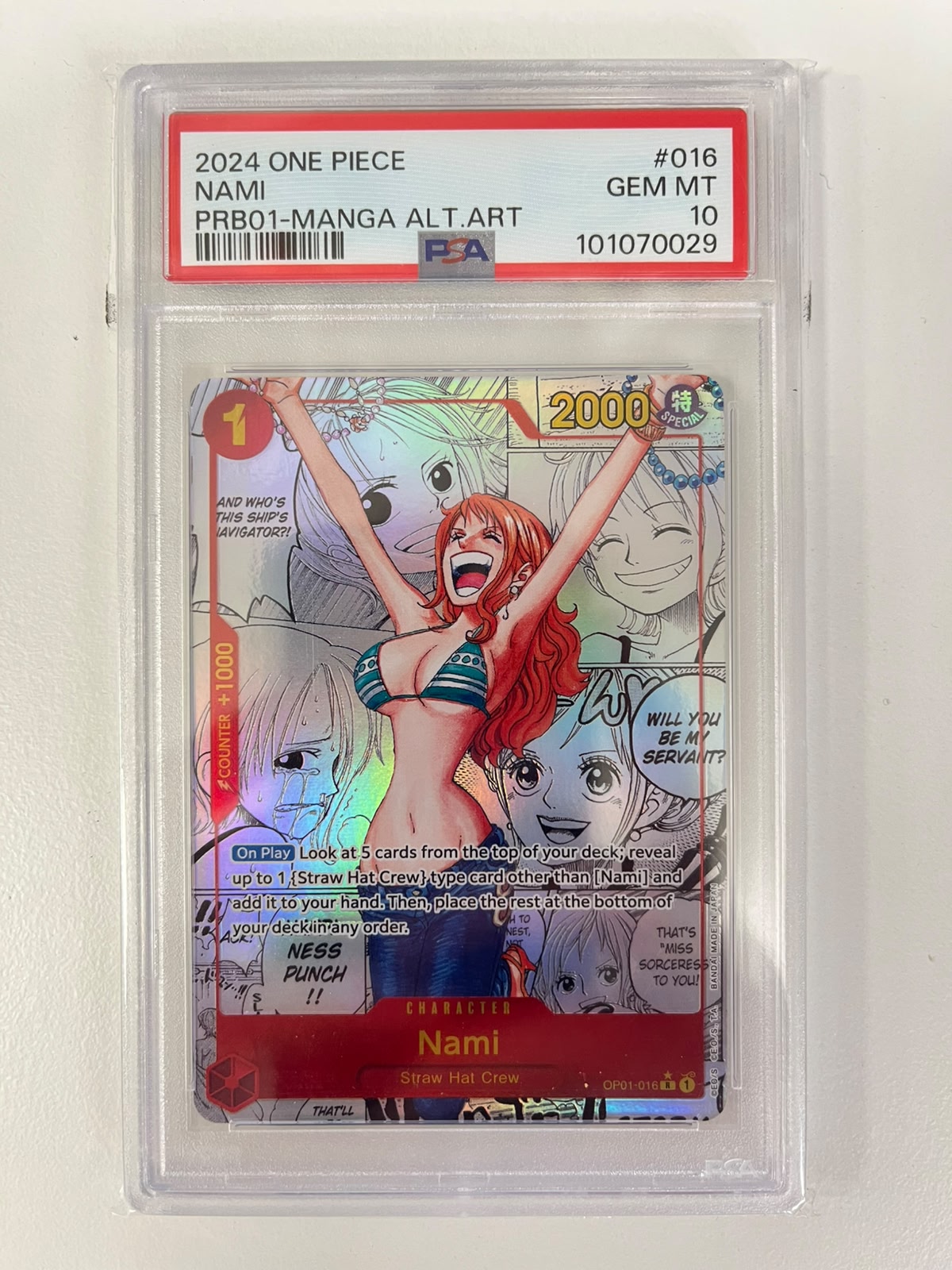 Nami Manga Rare PRB01/OP01-016 ENG PSA 10