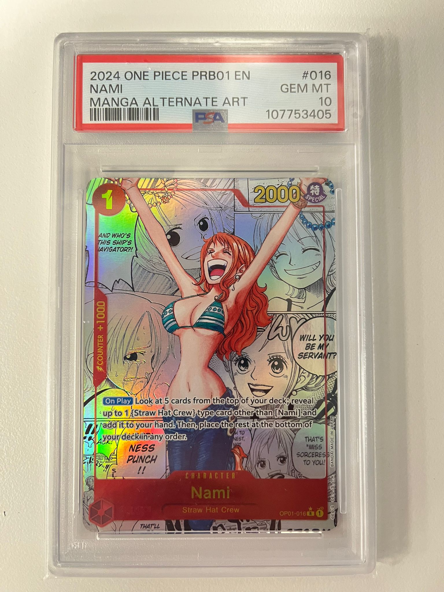 Nami Manga Rare PRB01/OP01-016 ENG PSA 10