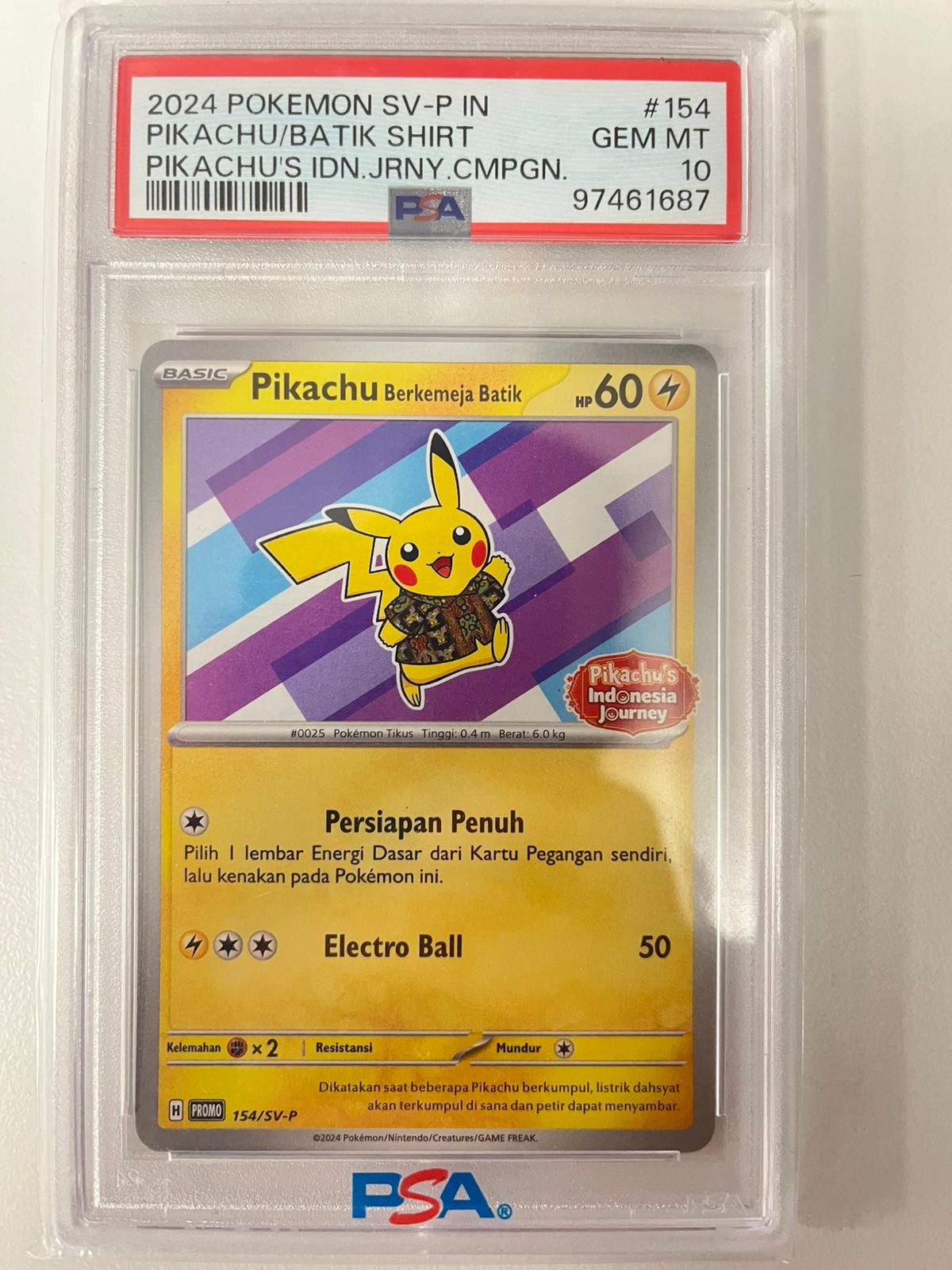Pikachu/Batik Shirt Indonesia Journey 154/SV-P PSA 10