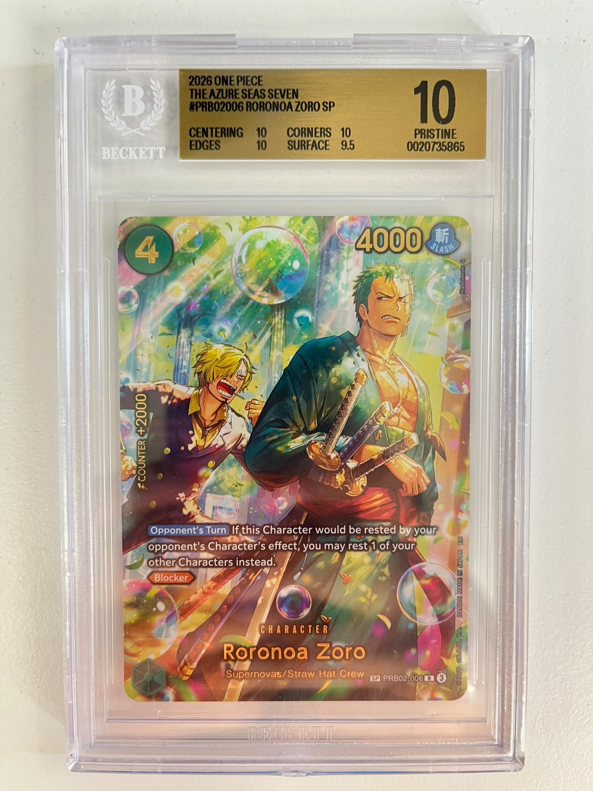 Roronoa Zoro Special Rare OP14/PRB02-006 ENG BGS 10
