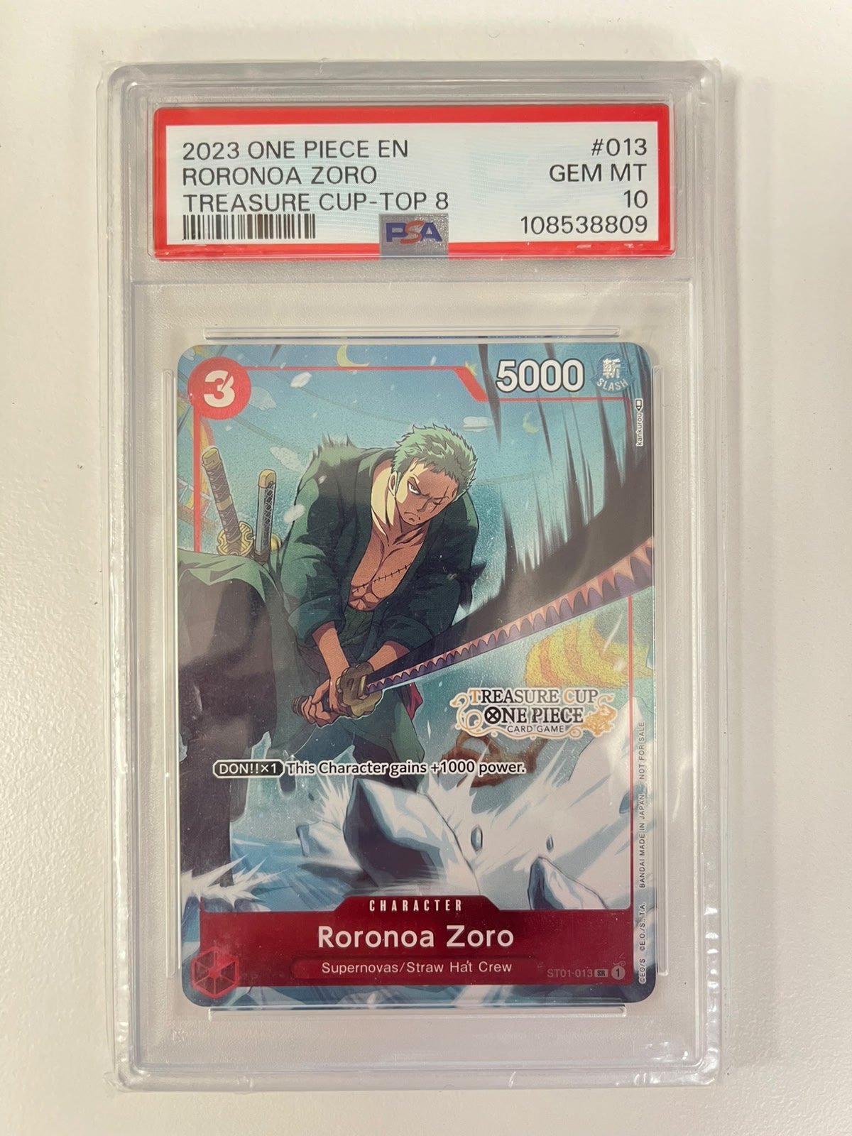 Roronoa Zoro Treasure Cup Top 8 Prize ST01-013 ENG PSA 10