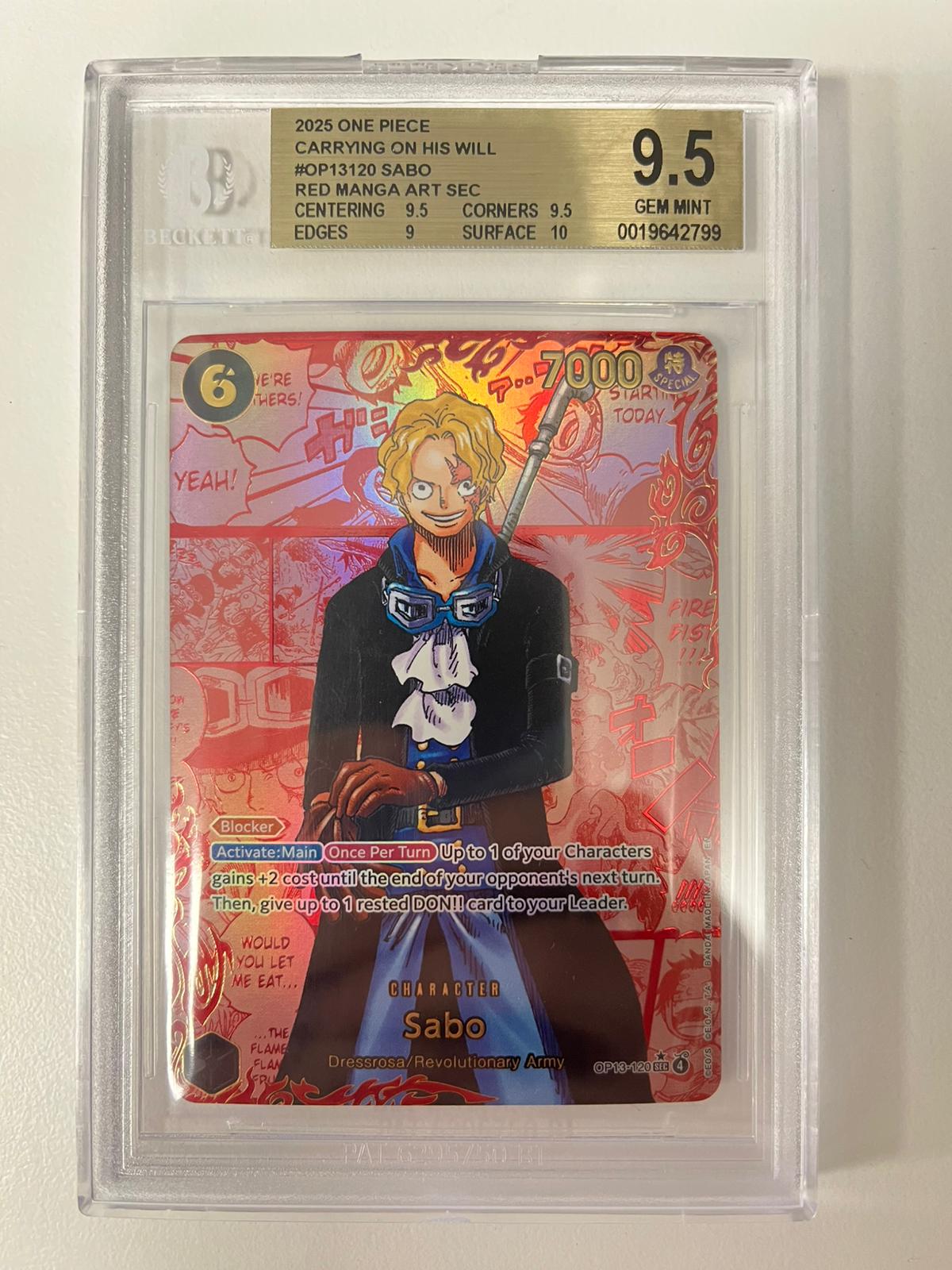 Sabo Red Manga Rare OP13-120 ENG BGS 9.5